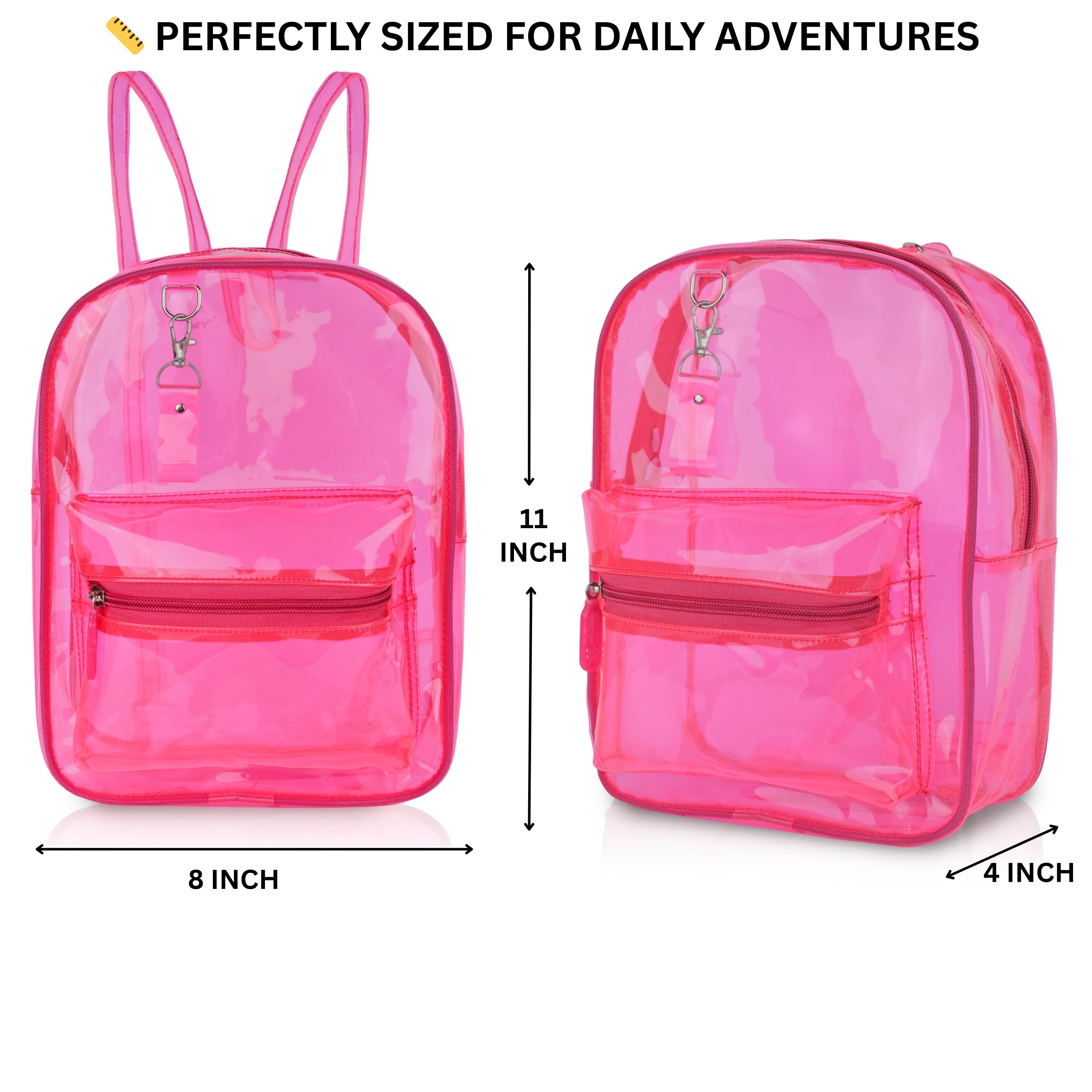 Echo Boomers Stylish Transparent Jelly Backpack | Trendy Neon  Clear Bag | 50 GSM Waterproof PVC School, College & Travel Backpack with Front Zipper Pocket