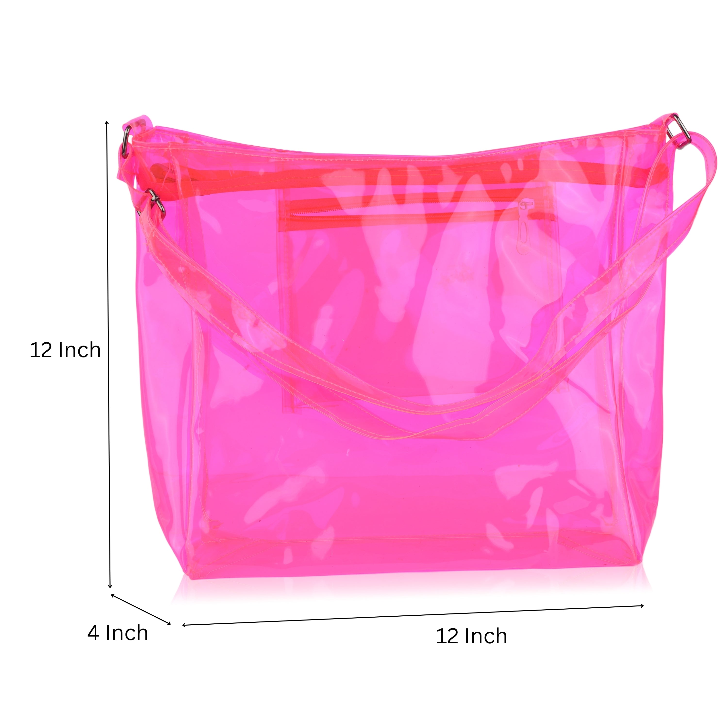 Echo Boomers Transparent Shoulder Bag – Neon Orange, Pink, Green ,Purple, Yellow & Blue| Stylish, Spacious, Durable & Multipurpose PVC Tote