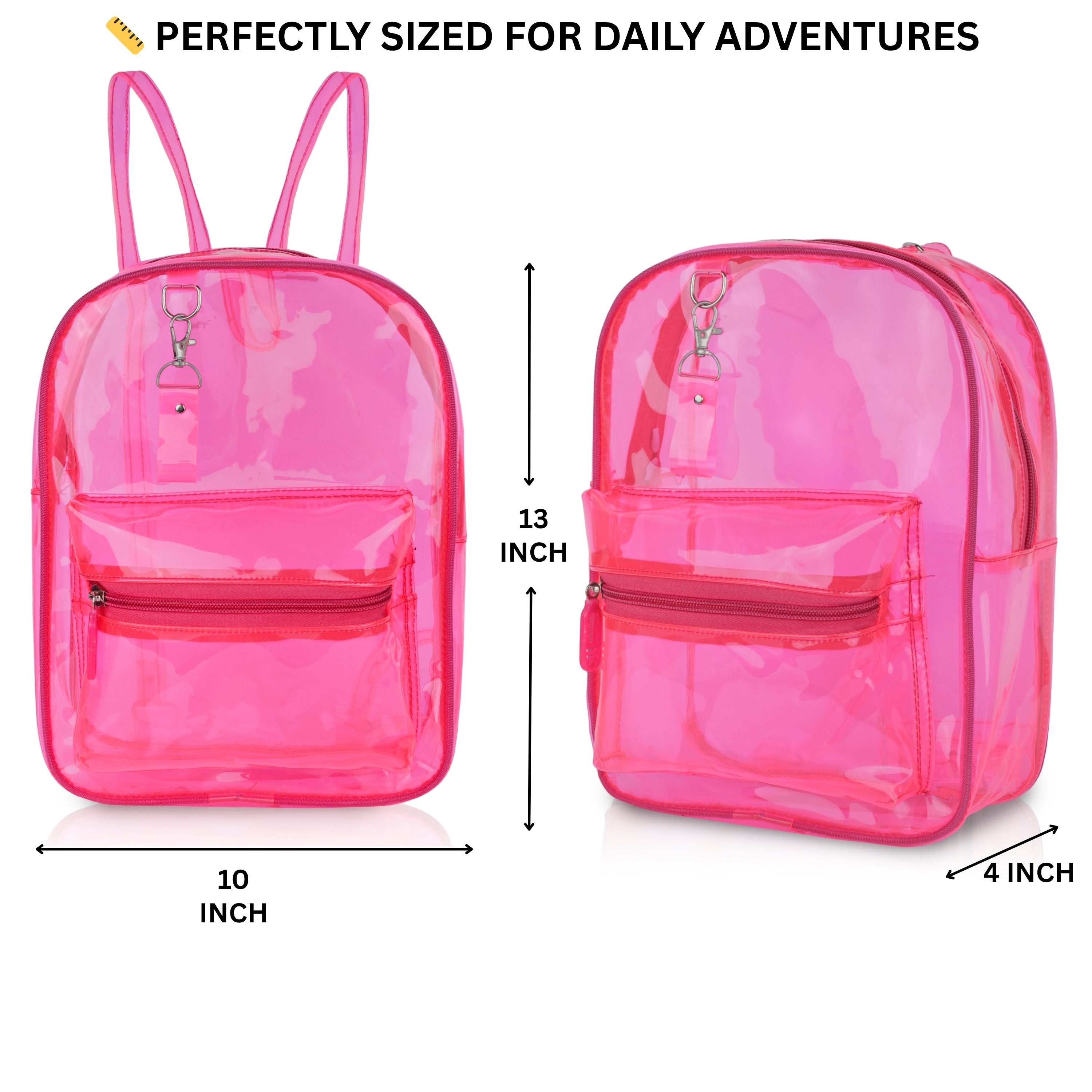 Echo Boomers Stylish Transparent Jelly Backpack | Trendy Neon Yellow Clear Bag | 50 GSM Waterproof PVC School, College & Travel Backpack with Front Zipper Pocket
