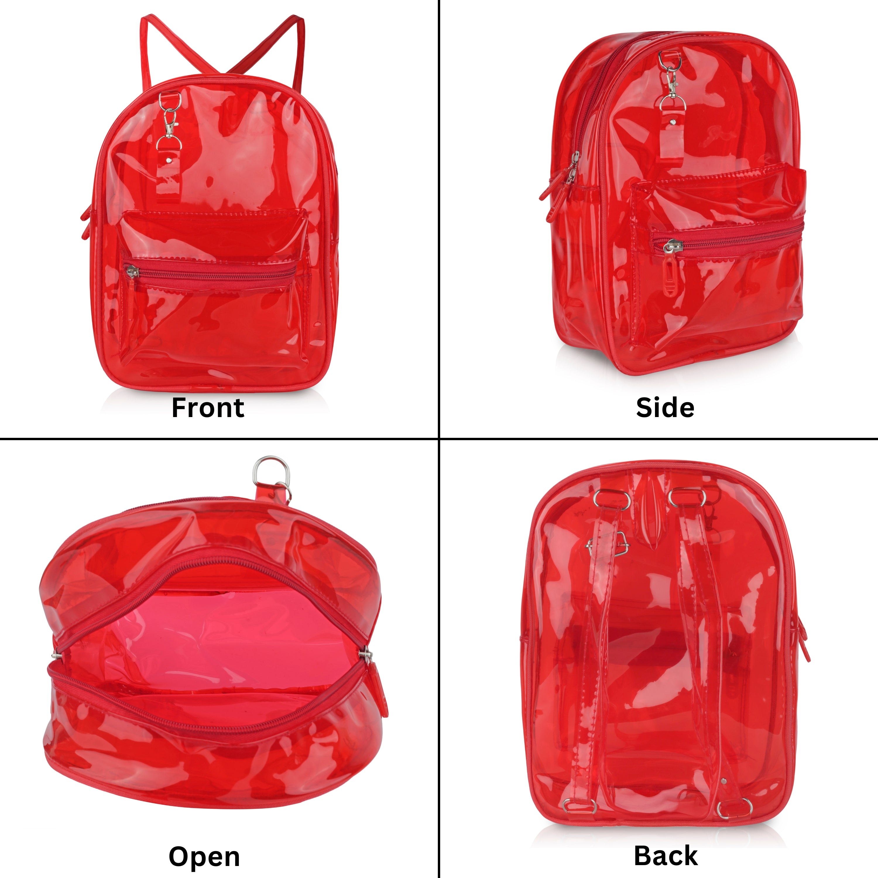 Echo Boomers Stylish Transparent Jelly Backpack | Trendy Neon  Clear Bag | 50 GSM Waterproof PVC School, College & Travel Backpack with Front Zipper Pocket