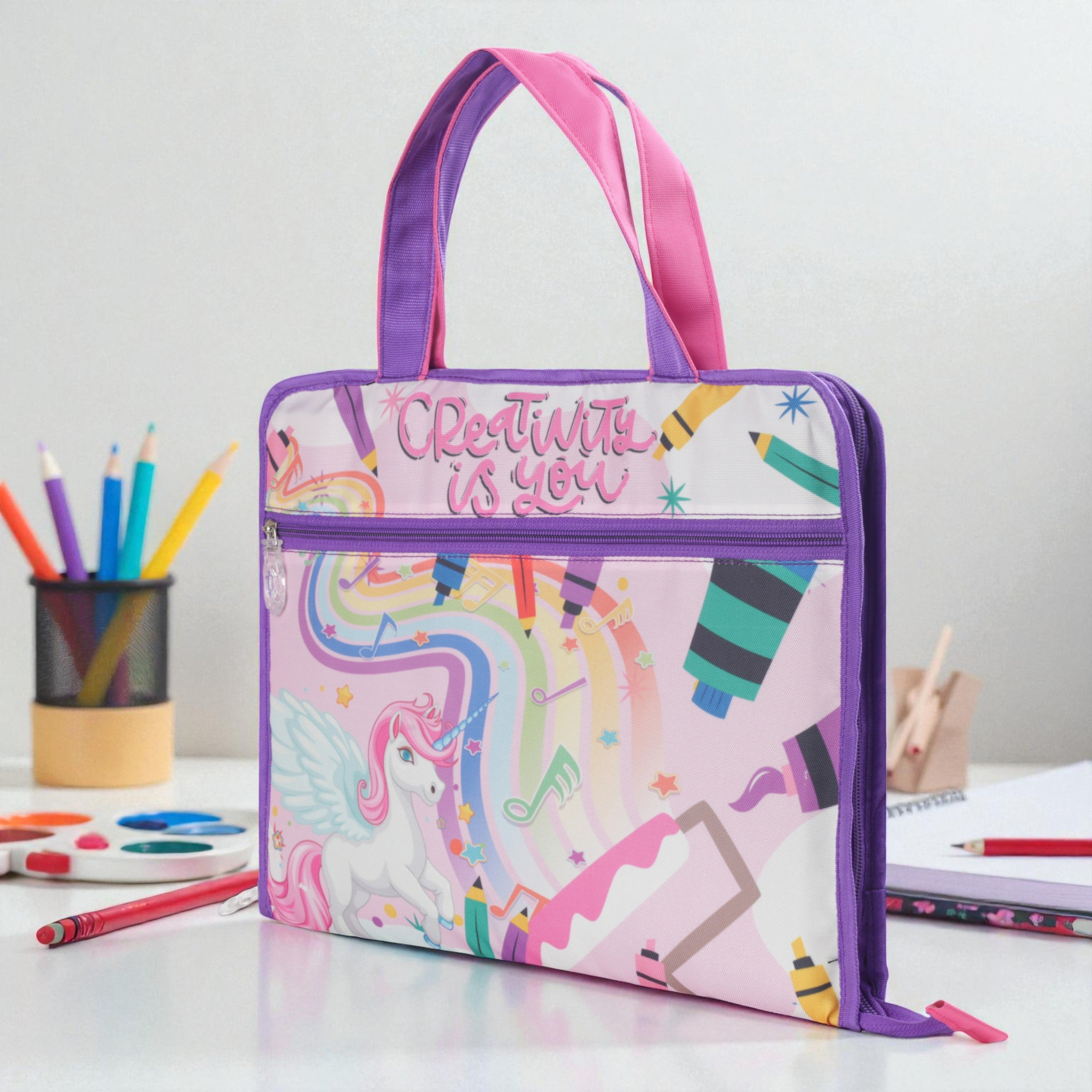 Echo Boomers A4 Kids Drawing Bag | Art & Stationery Organizer with Zipper Pocket