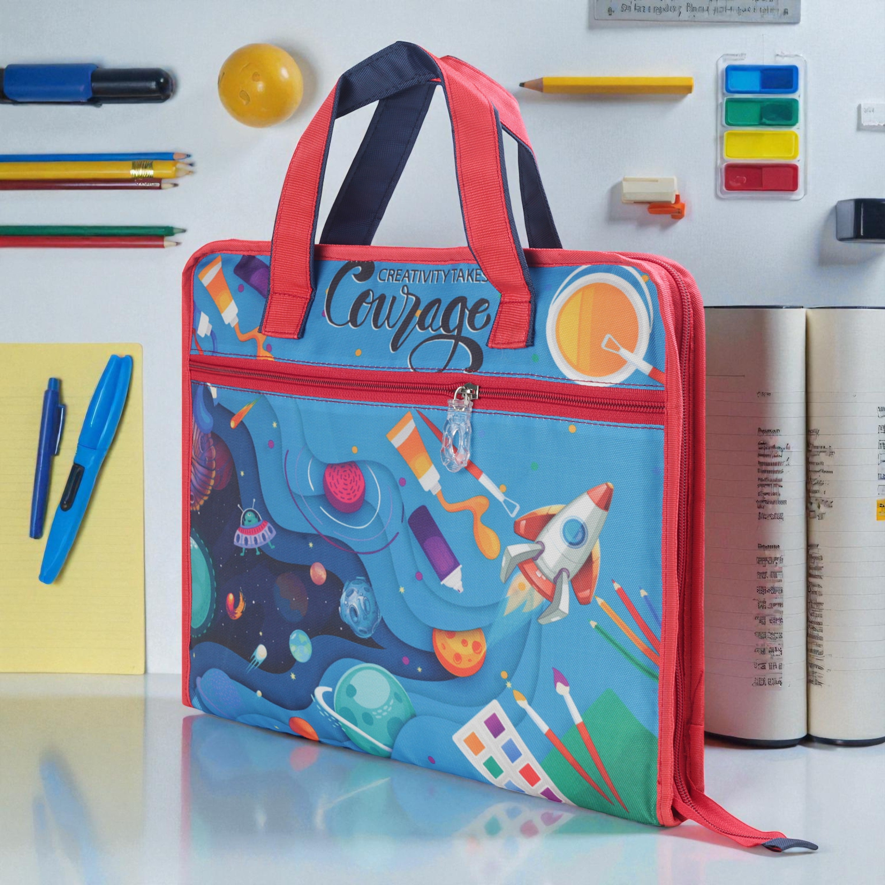 Echo Boomers A4 Kids Drawing Bag | Art & Stationery Organizer with Zipper Pocket