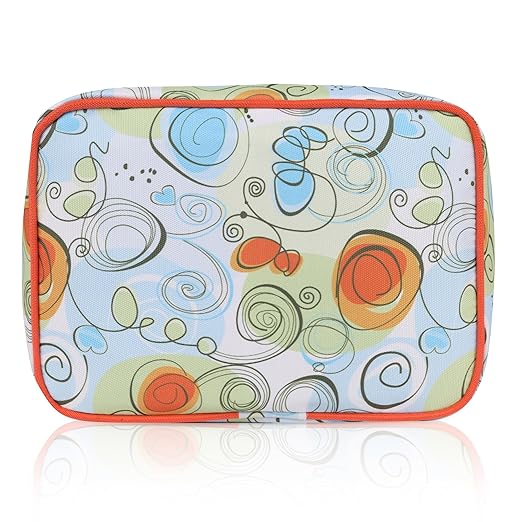 Echo Boomers Art Print Designed Small Double-Decker Insulated Lunch Bag with Multi-Zipper Pockets - Orange