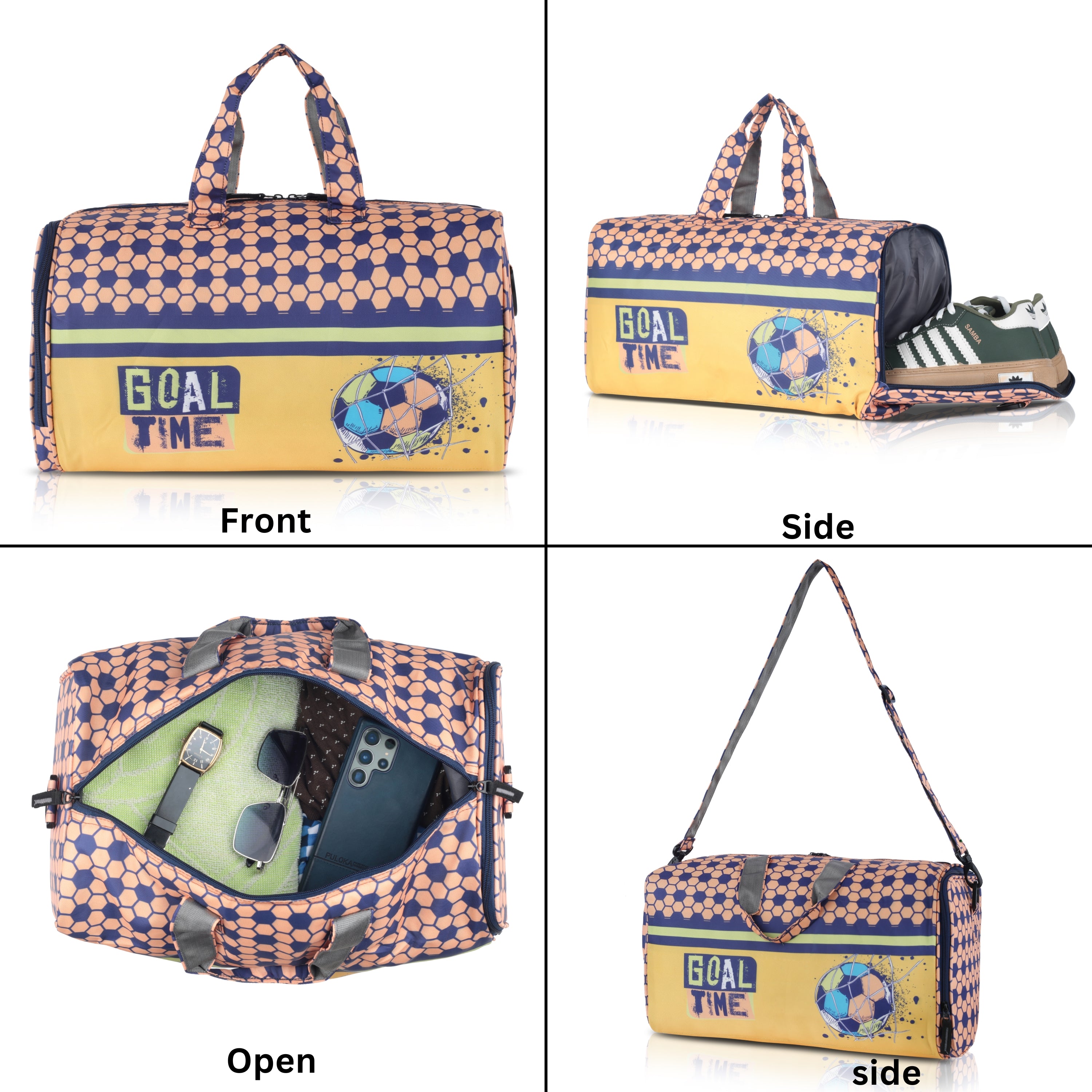 Echo Boomers Square Goal Print Duffle Bag – Stylish Travel & Gym Bag with Shoe Compartment