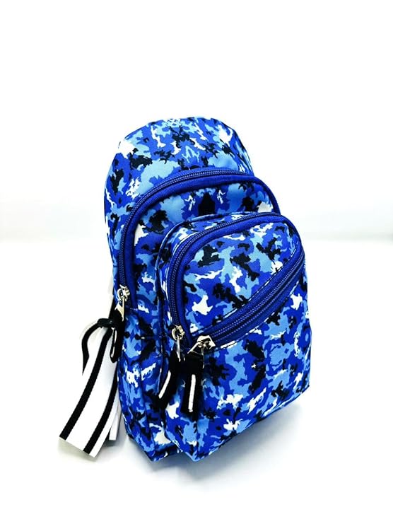 Echo Boomers Blue Camoflauge Multi Pocket Crossbody Adjustable Backpack