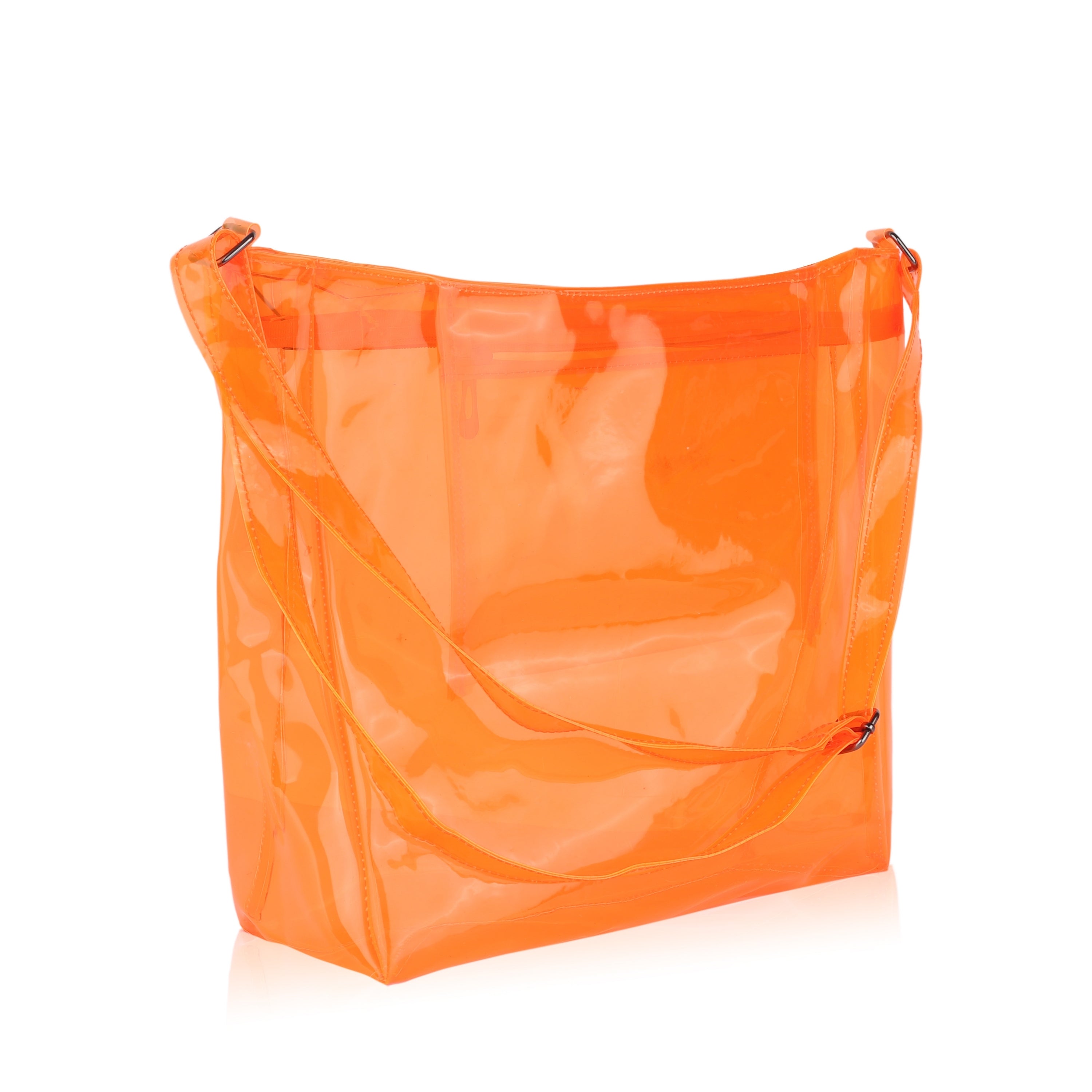 Echo Boomers Transparent Shoulder Bag – Neon Orange, Pink, Green ,Purple, Yellow & Blue| Stylish, Spacious, Durable & Multipurpose PVC Tote