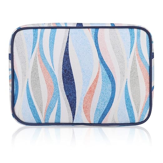 Echo Boomers Stripes Printed Large Double-Decker Insulated Lunch Bag with Multi-Zipper Pockets