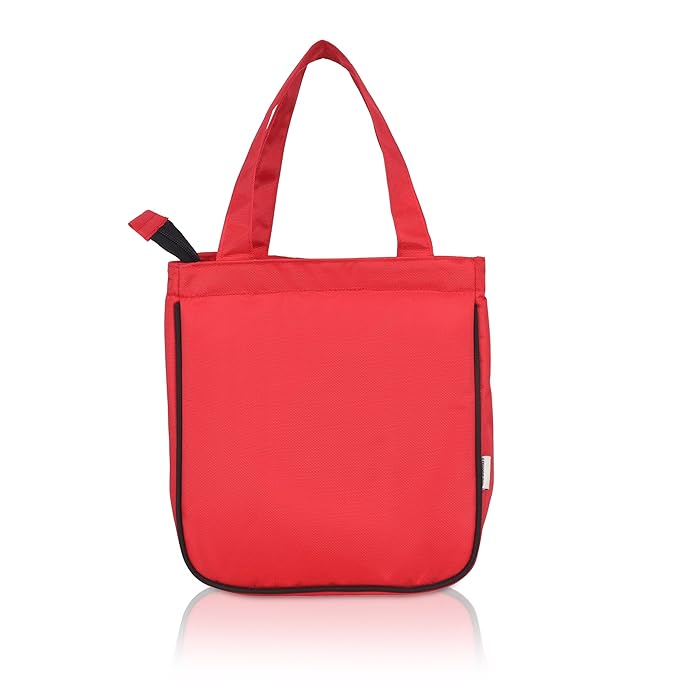 Echo Boomers Red Khana Printed Lunch Bag- Insulated, Spacious & Stylish for School, Work, or Outings