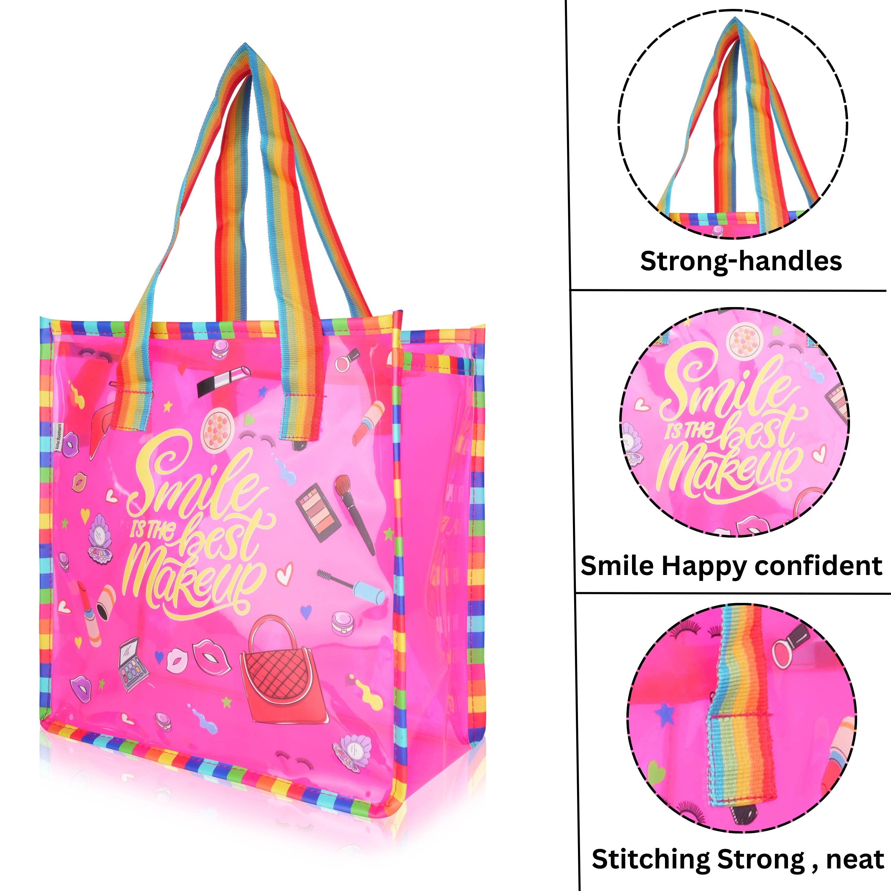 Echo Boomers Jelly Green Transparent Tote Bag for Girls & Boys | UV Printed Let’s Travel Design | Waterproof PVC Handbag | Lightweight Shopping, Outdoor, Beach & Swimming Carry Bag