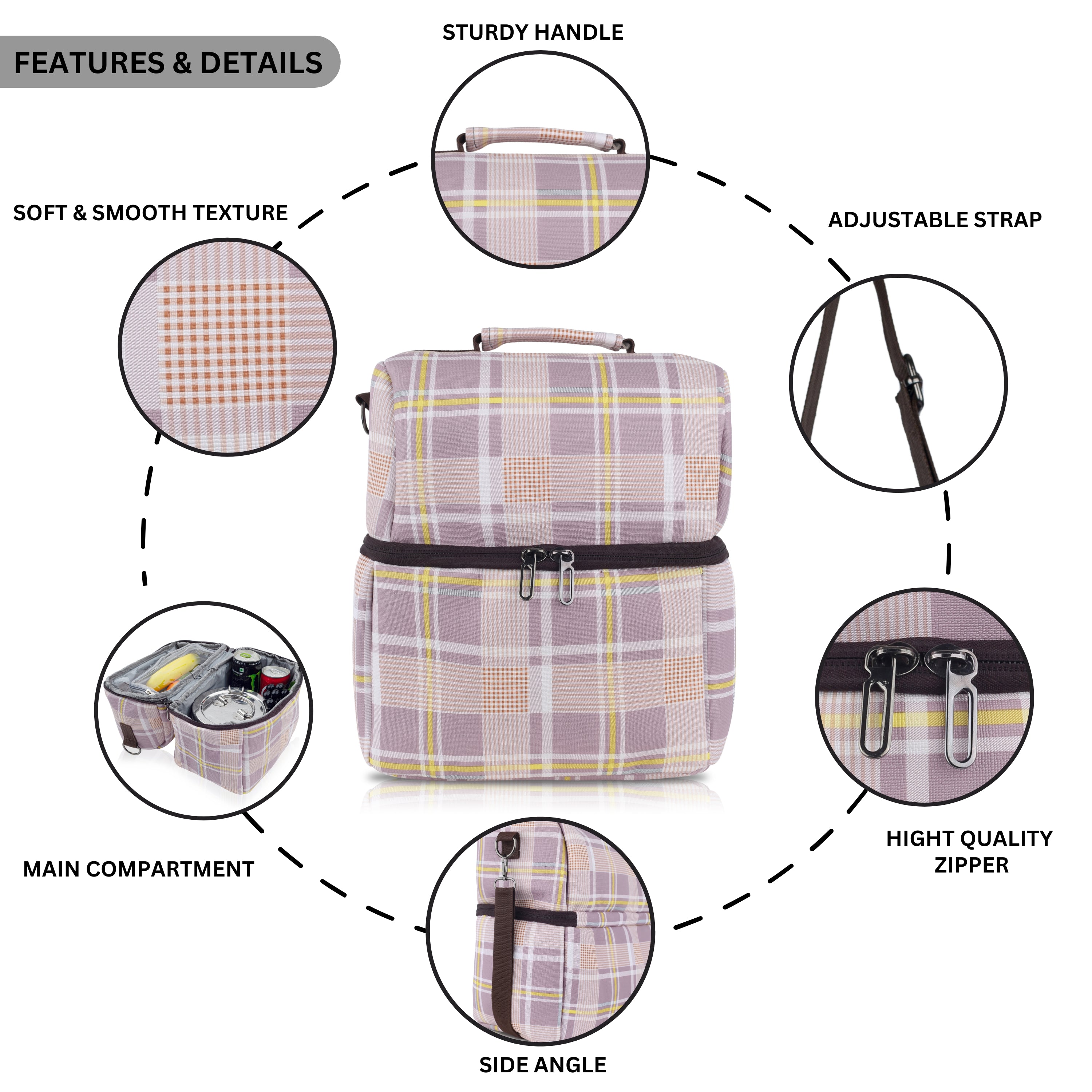 Echo Boomers 10L Insulated Lunch Bag for Men & Women | Premium Tiffin Bag – Stylish & Durable Meal Companion (Pink)