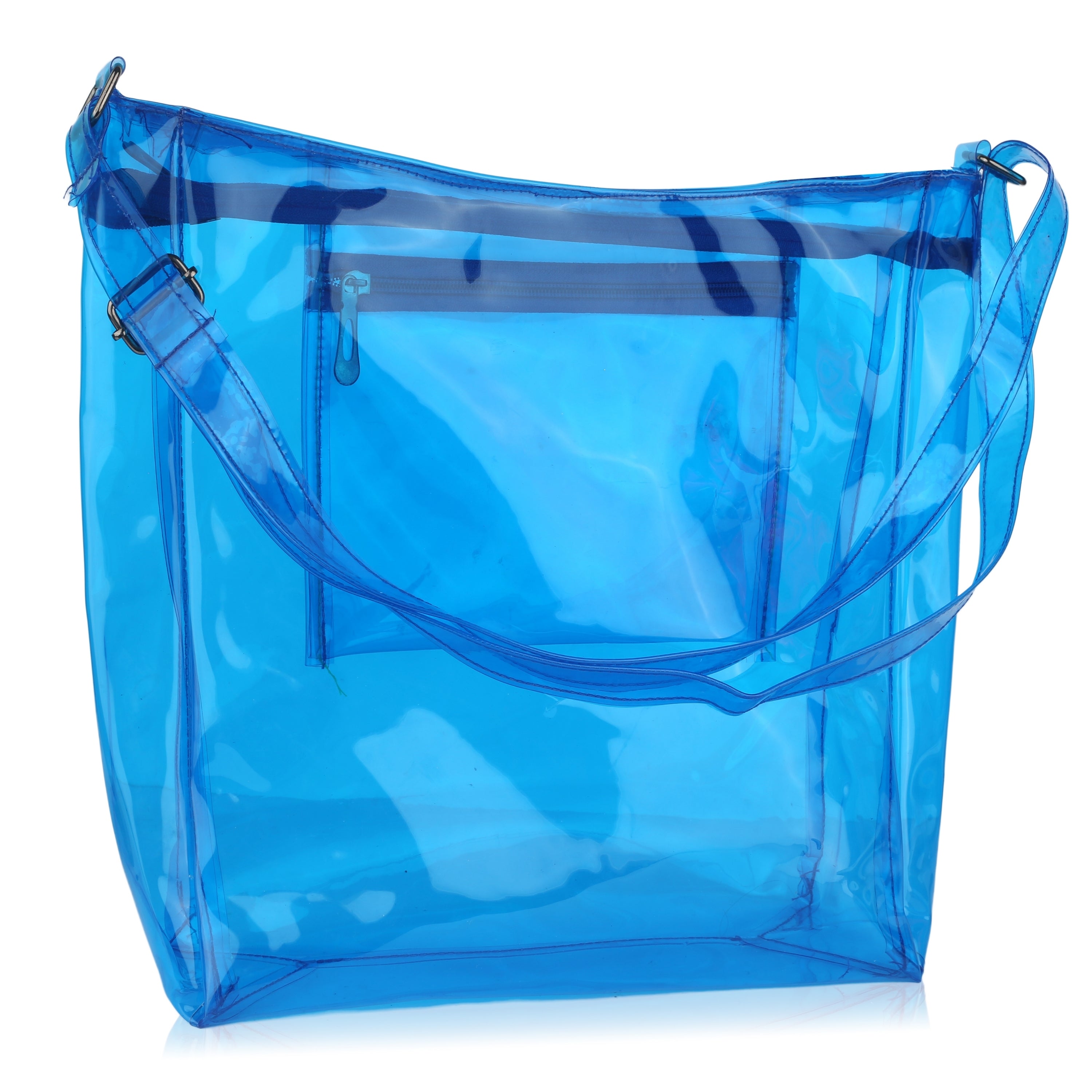 Echo Boomers Transparent Shoulder Bag – Neon Orange, Pink, Green ,Purple, Yellow & Blue| Stylish, Spacious, Durable & Multipurpose PVC Tote