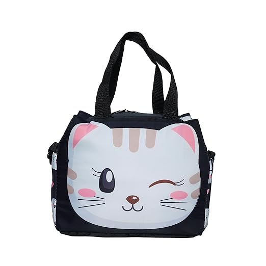 Echo Boomers Kitty Printed Double Layer Insulated Tiffin Lunch Bag with Zipper Pockets