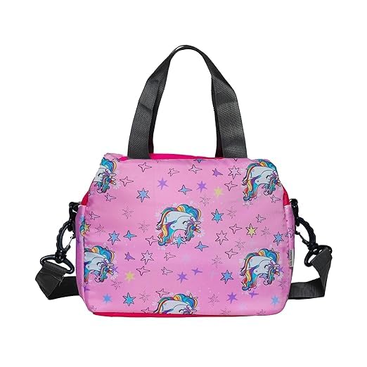 Echo Boomers Unicorn Printed Double Layer Insulated Tiffin Lunch Bag with Zipper Pockets