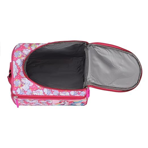 Echo Boomers Double-Insulated Tiffin Lunch Bag in Pink with Magical Unicorn Pattern and Ample Zippered Storage for Easy Organization