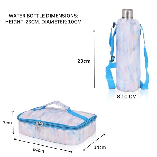 Echo Boomers Emoji Design Small Insulated Lunch Bag with Mesh Compartment & Water Bottle - Pink