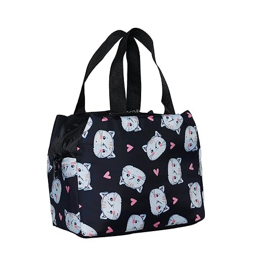 Echo Boomers Kitty Printed Double Layer Insulated Tiffin Lunch Bag with Zipper Pockets