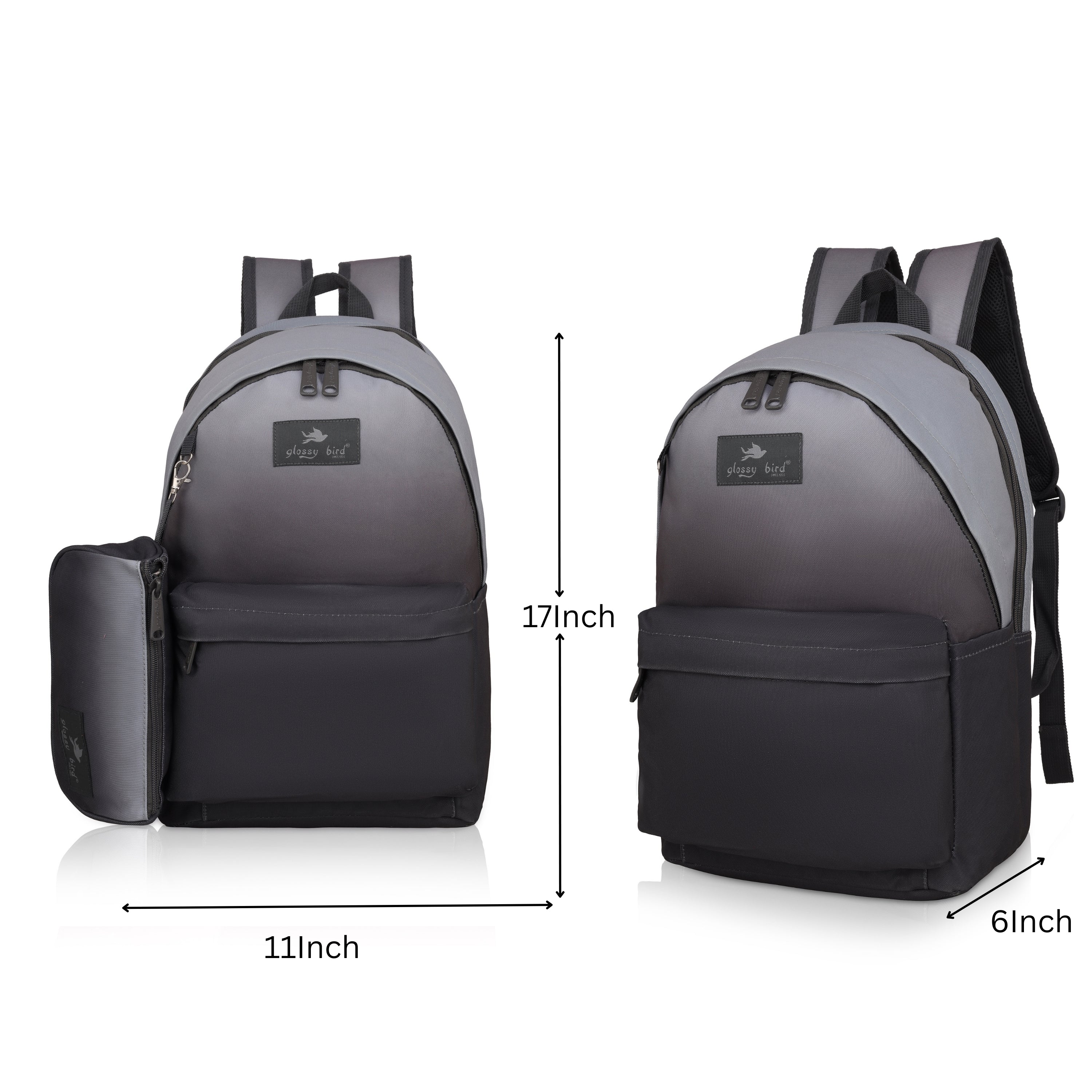 Echo Boomers Glossy Bird Backpack with Pouch – Casual Backpack with Compartments, Front Pocket, Bottle Holder – Ideal for School, College, Travel – Boys, Girls, Men, Women (Pink)