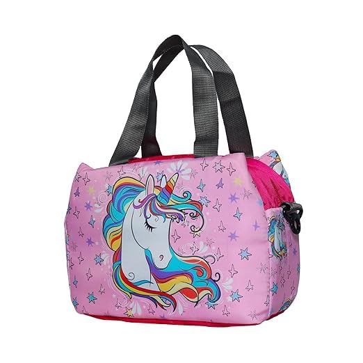 Echo Boomers Unicorn Printed Double Layer Insulated Tiffin Lunch Bag with Zipper Pockets