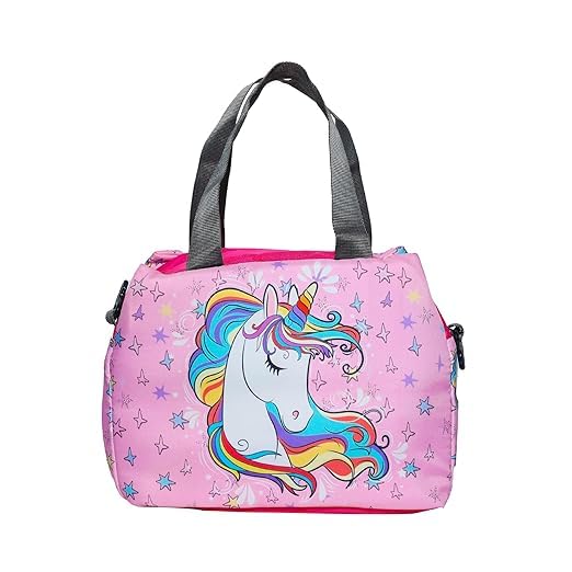 Echo Boomers Unicorn Printed Double Layer Insulated Tiffin Lunch Bag with Zipper Pockets