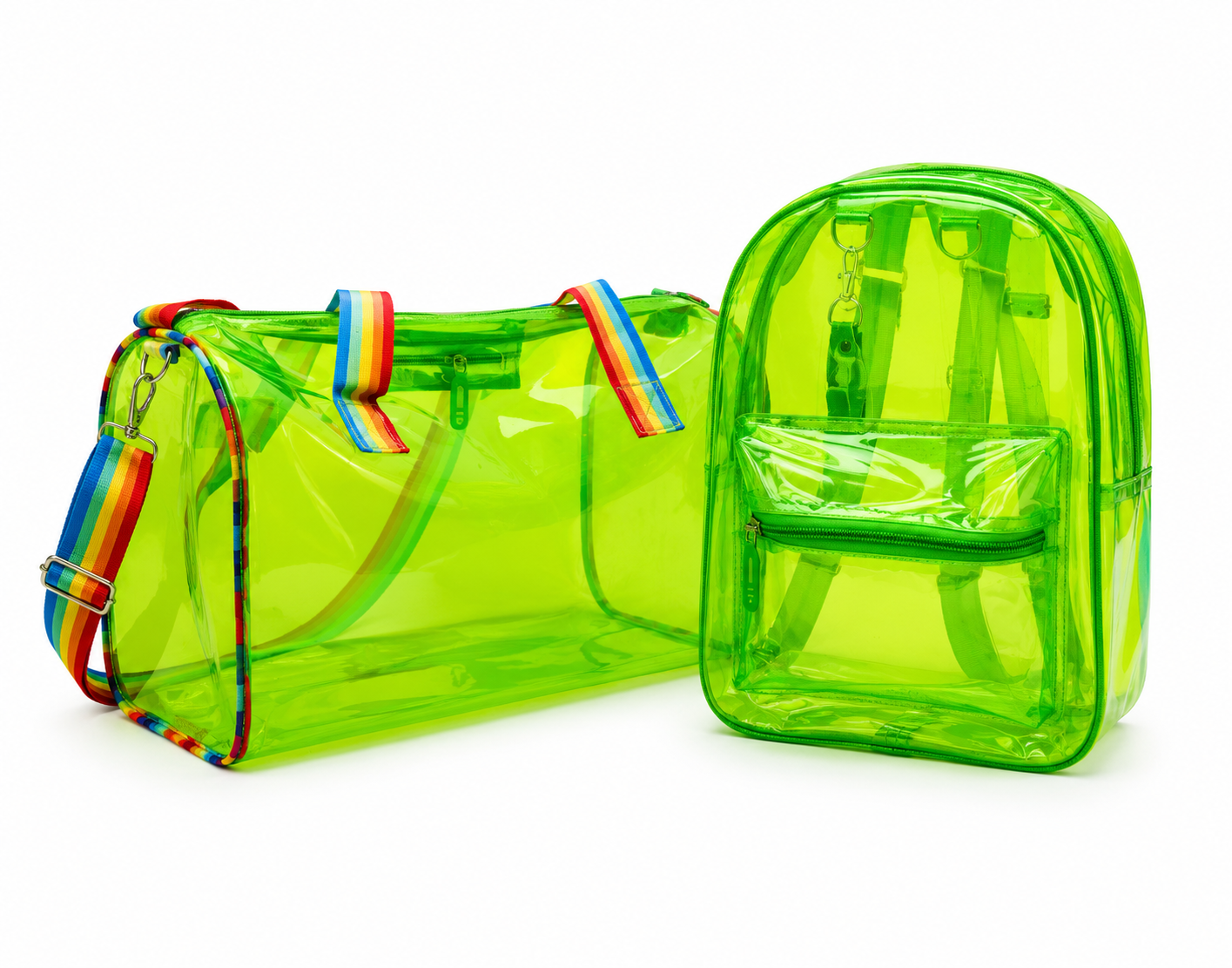 Echo Boomers Transparent PVC Duffle Bag & Backpack Combo | Water-Resistant Travel, Gym, Beach, Swimming & Sports Bag Set with Adjustable Shoulder Strap