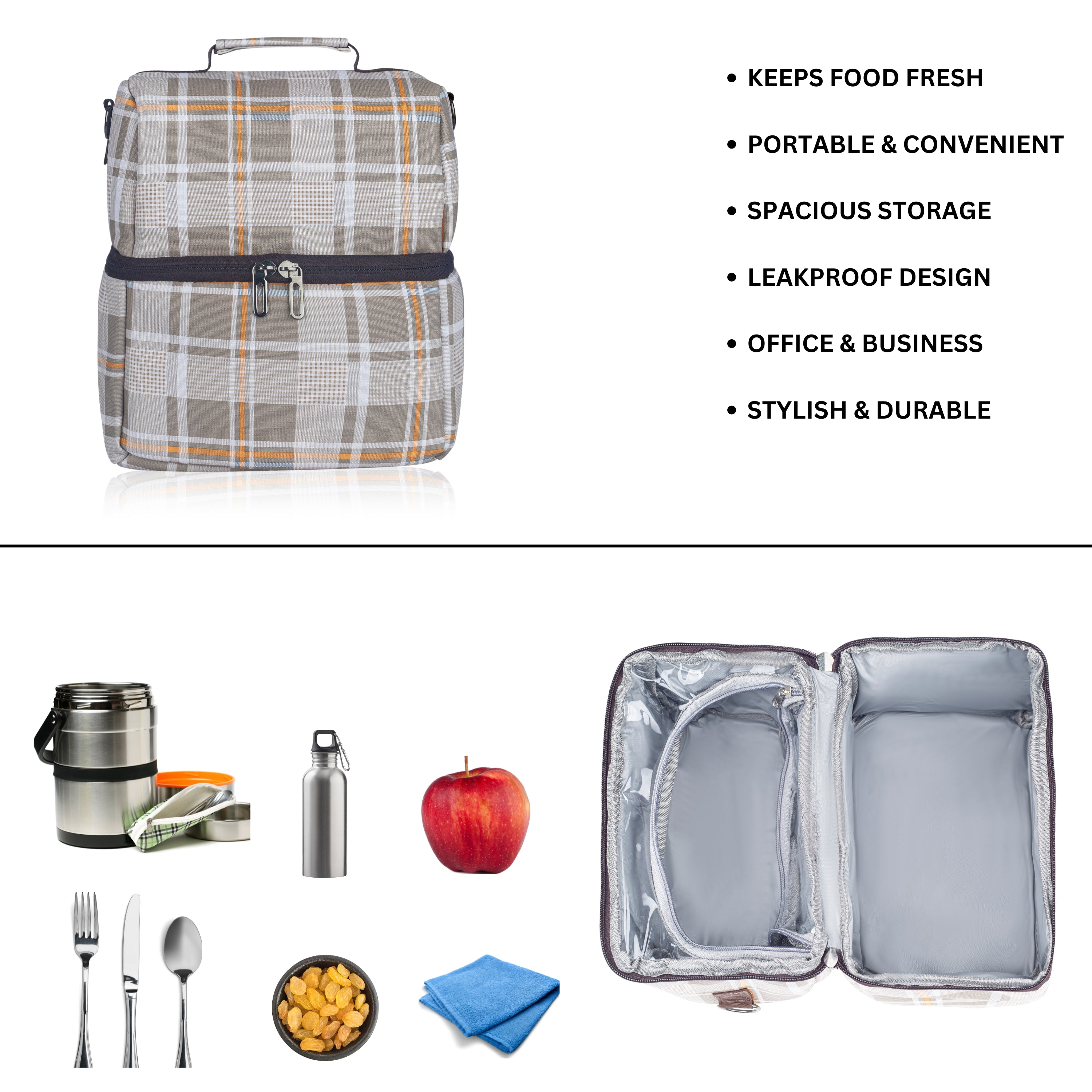 Echo Boomers 10L Insulated Lunch Bag for Men & Women | Premium Tiffin Bag – Stylish & Durable Meal Companion (Red)