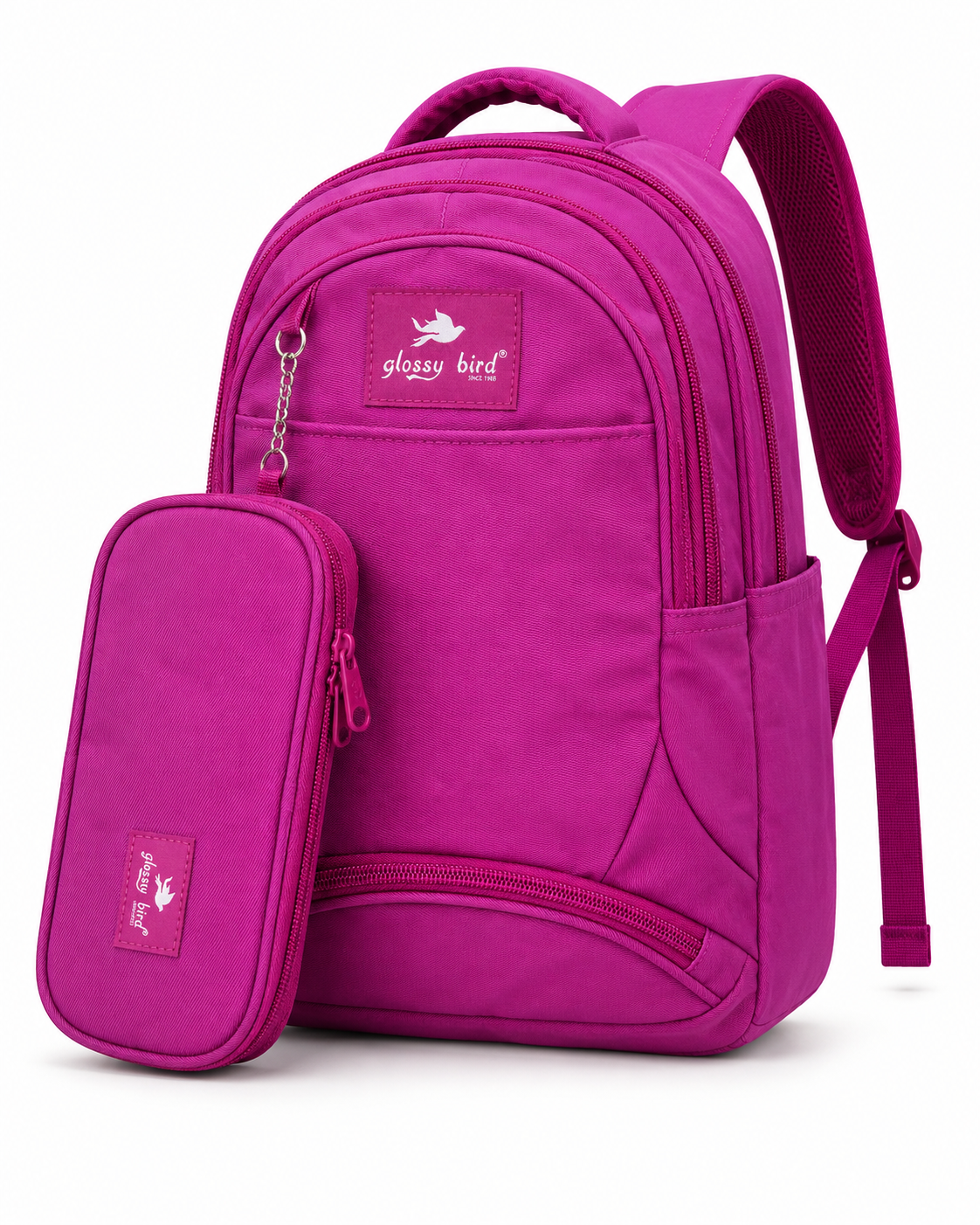 Echo Boomers Glossy Bird Explorer Backpack with Pencil Pouch | Lightweight Water-Resistant School, College, Office & Travel Backpack with Multiple Compartments