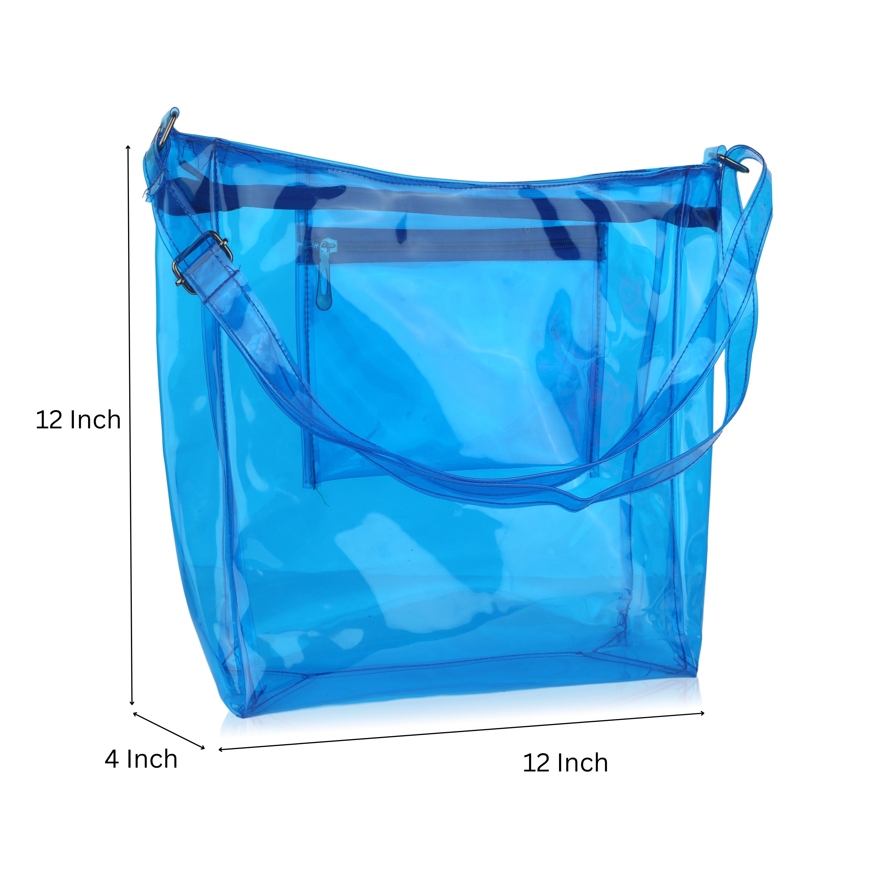 Echo Boomers Transparent Shoulder Bag – Neon Orange, Pink, Green ,Purple, Yellow & Blue| Stylish, Spacious, Durable & Multipurpose PVC Tote