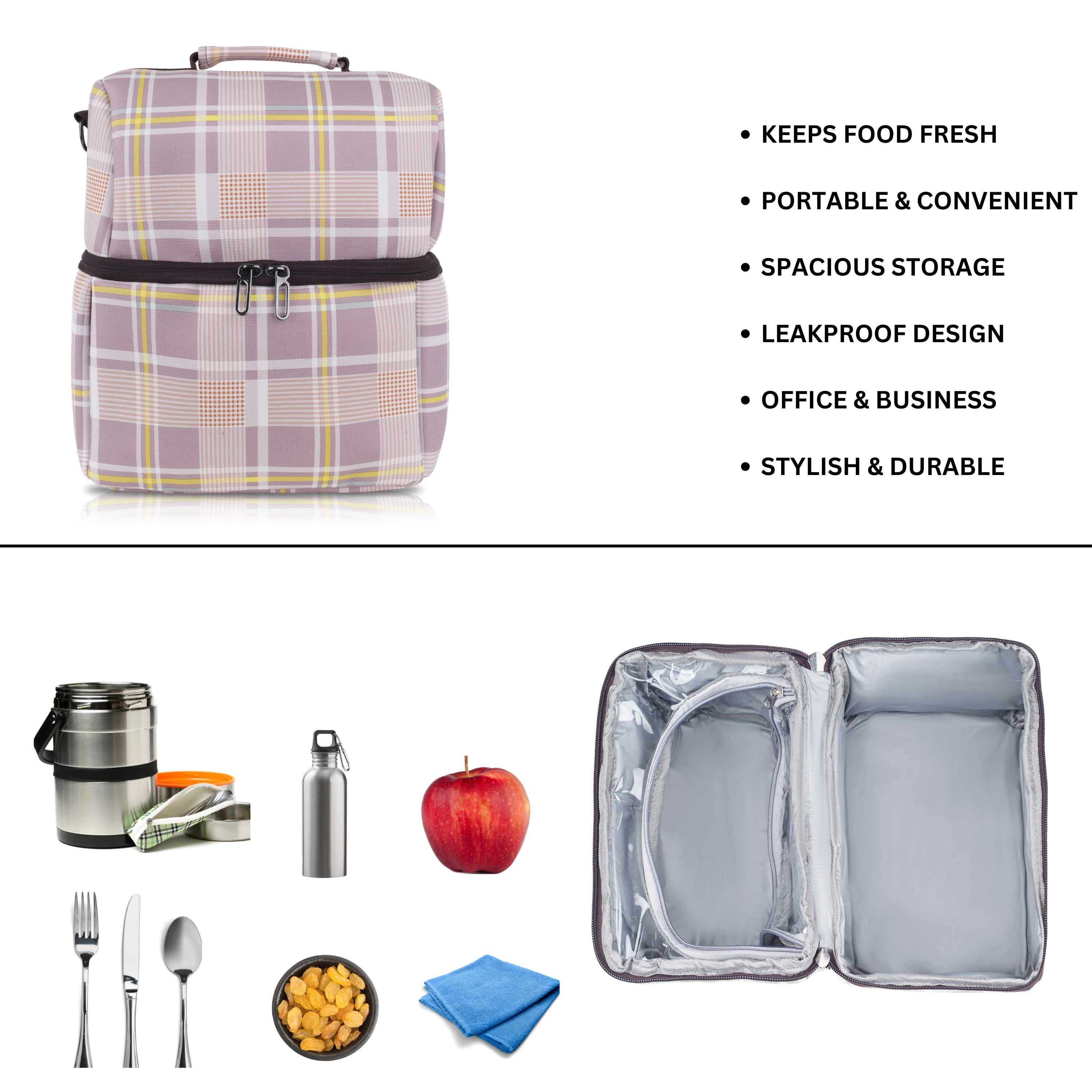Echo Boomers 10L Insulated Lunch Bag for Men & Women | Premium Tiffin Bag – Stylish & Durable Meal Companion (Pink)