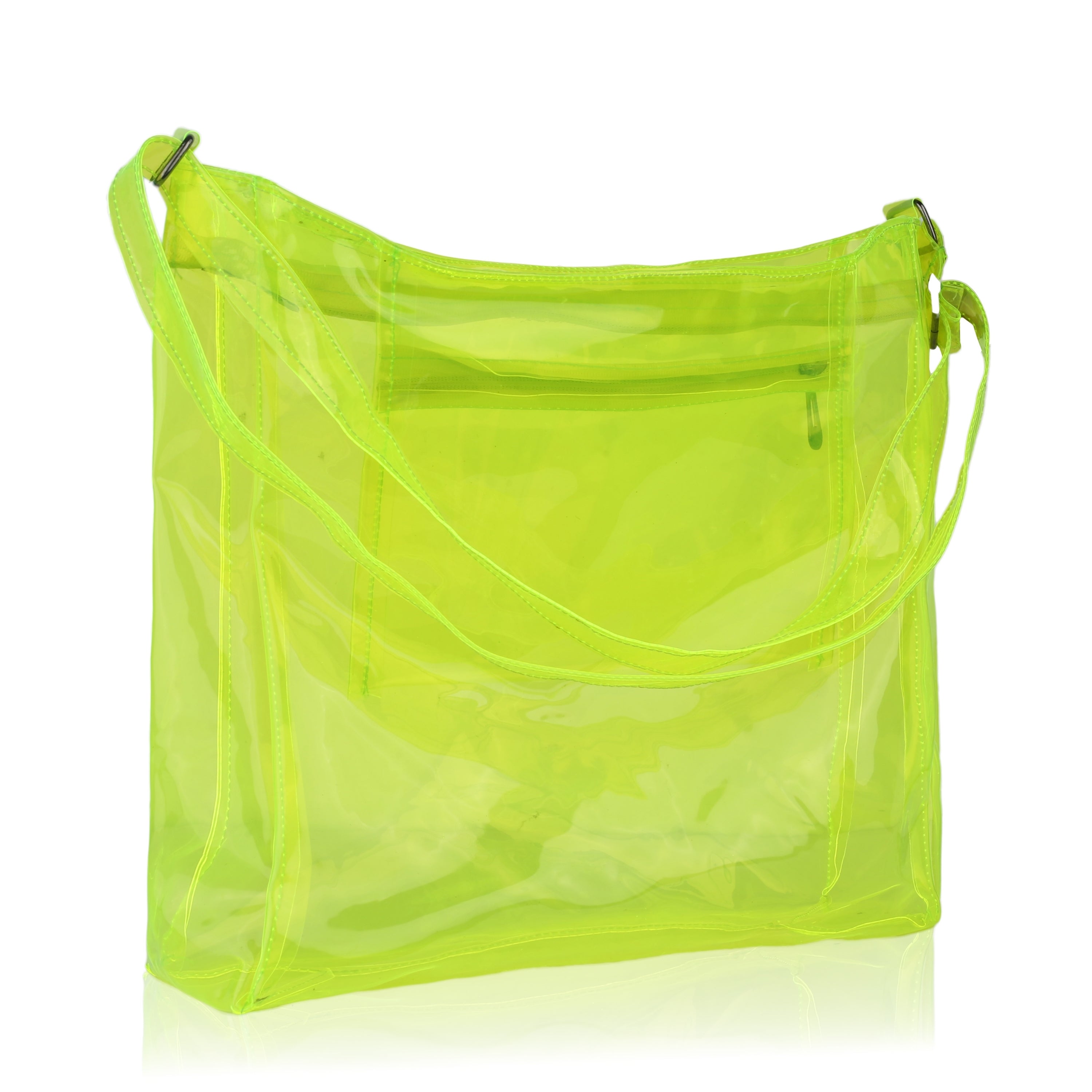 Echo Boomers Transparent Shoulder Bag – Neon Orange, Pink, Green ,Purple, Yellow & Blue| Stylish, Spacious, Durable & Multipurpose PVC Tote