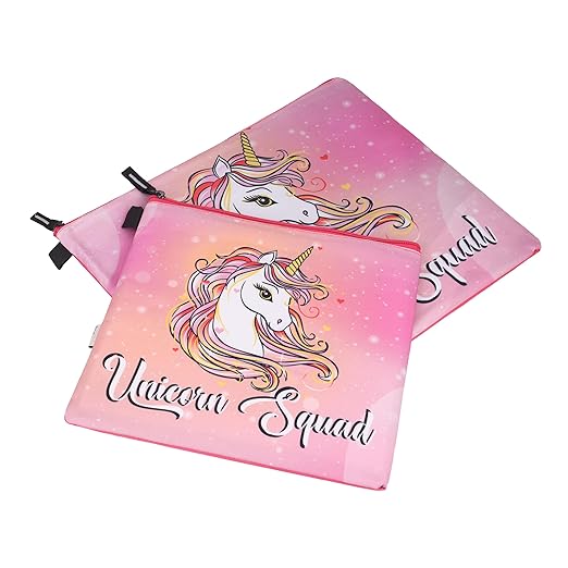 Echo Boomers Pink Unicorn Printed Twin Folder Set | Padded & Waterproof