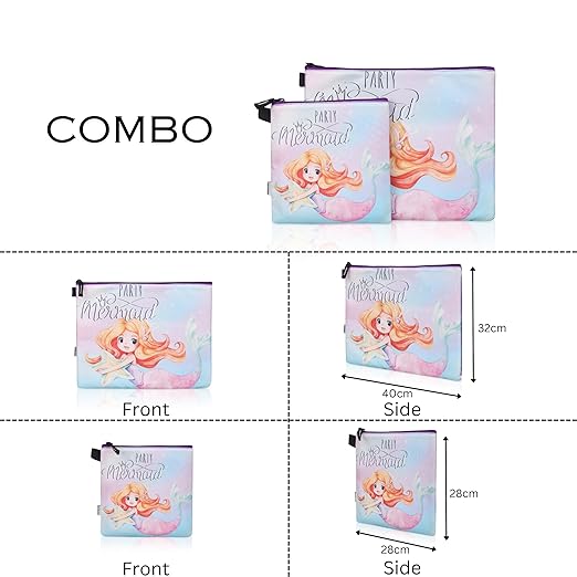 New Twin Mermaid Printed Combo Folder Set Jr. | A4 & Mini Water-Resistant Folders