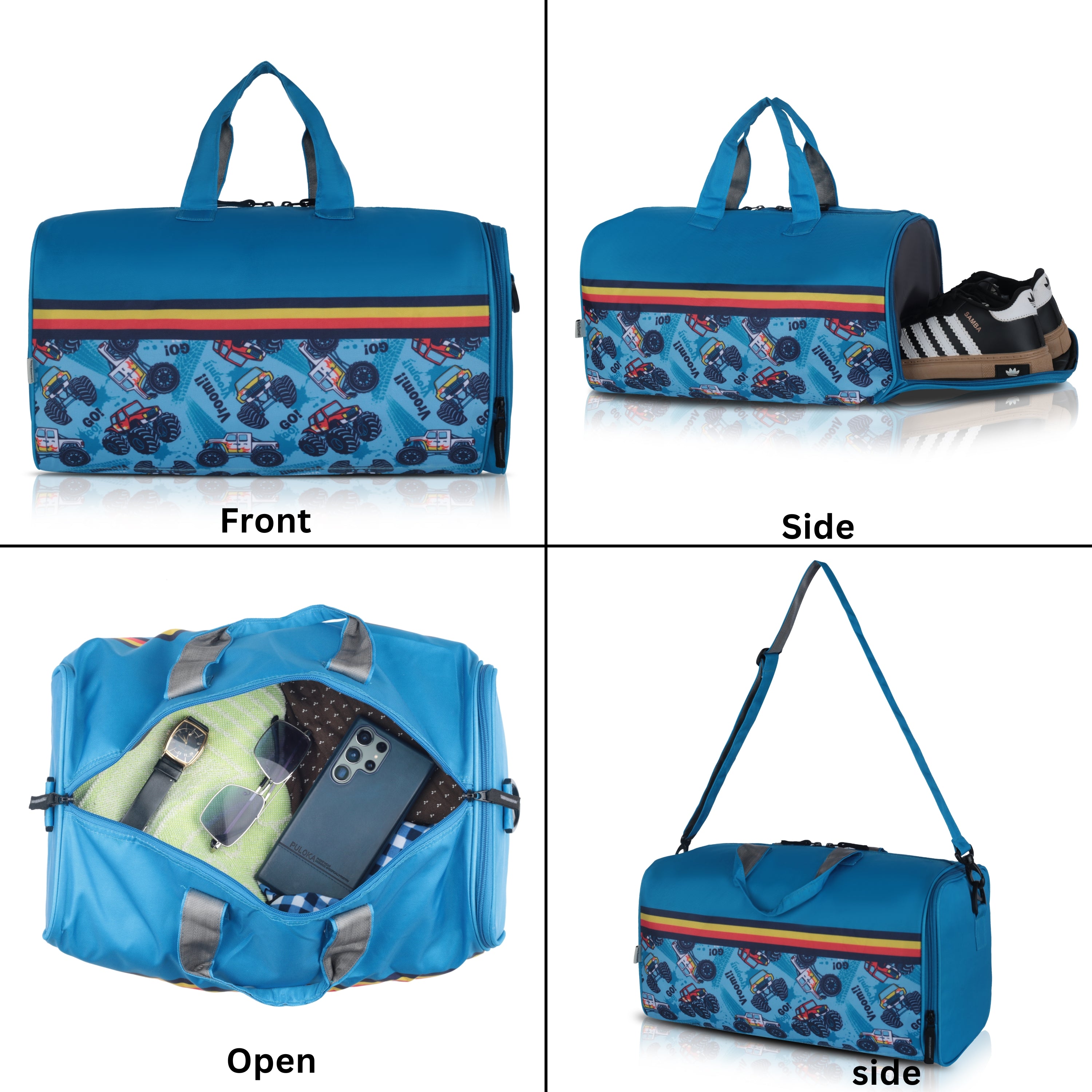 Echo Boomers Square Truck Print Duffle Bag – Stylish Travel & Gym Bag with Shoe Compartment