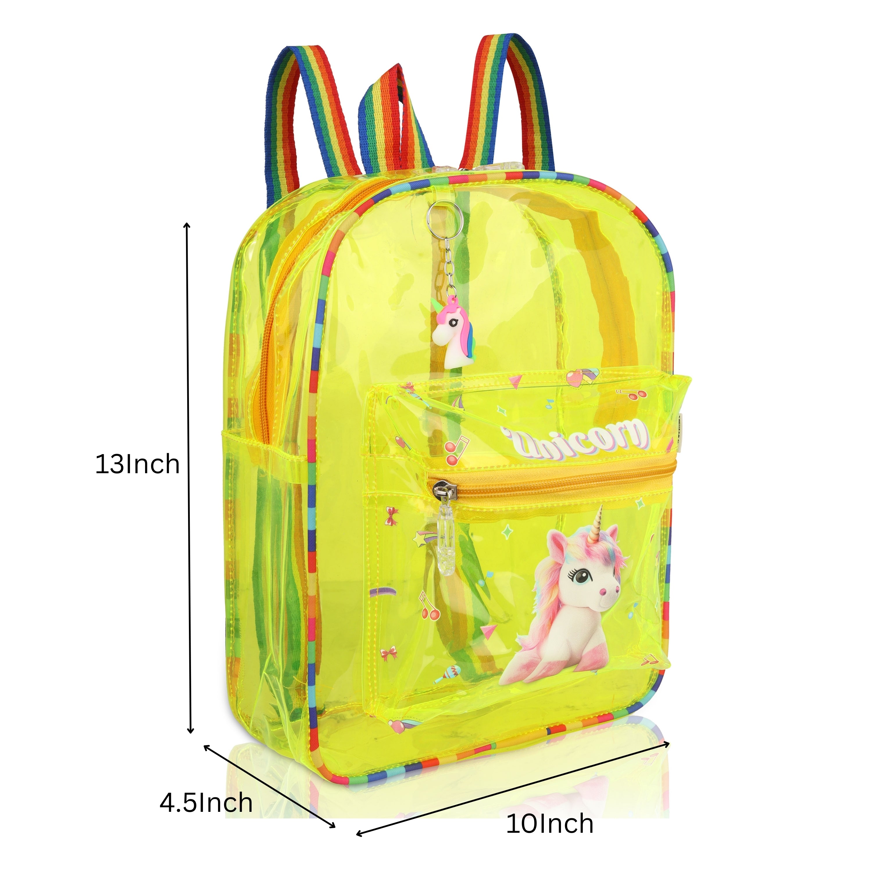 Echo Boomers Yellow Jelly Backpack Stylish, Lightweight & Durable with Unicorn Print, “Unicorn” Text, Transparent Soft Plastic, Adjustable Straps, Sturdy Handle, Premium Zipper & Versatile Design for School and Play.