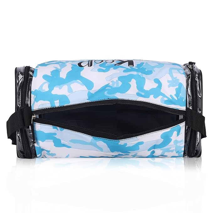 Echo Boomers Blue Camouflage Print Square Travel Duffle Gym Luggage Bag with PVC Side Compartments