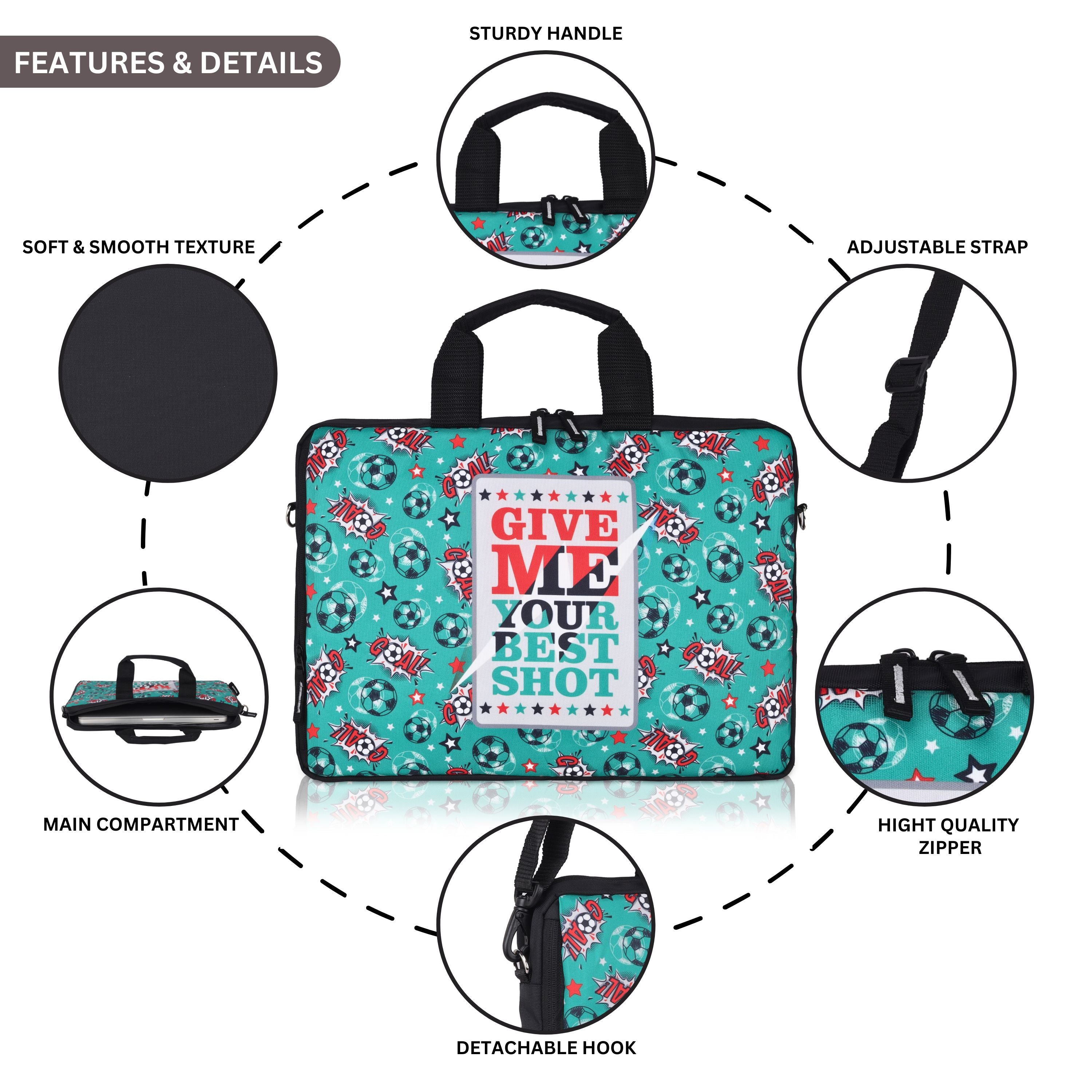 Echo Boomers "Give Me Your Best Shot" Laptop Sling Bag – 15 Inch Sports-Themed Office & School Messenger Bag for Boys & Teens