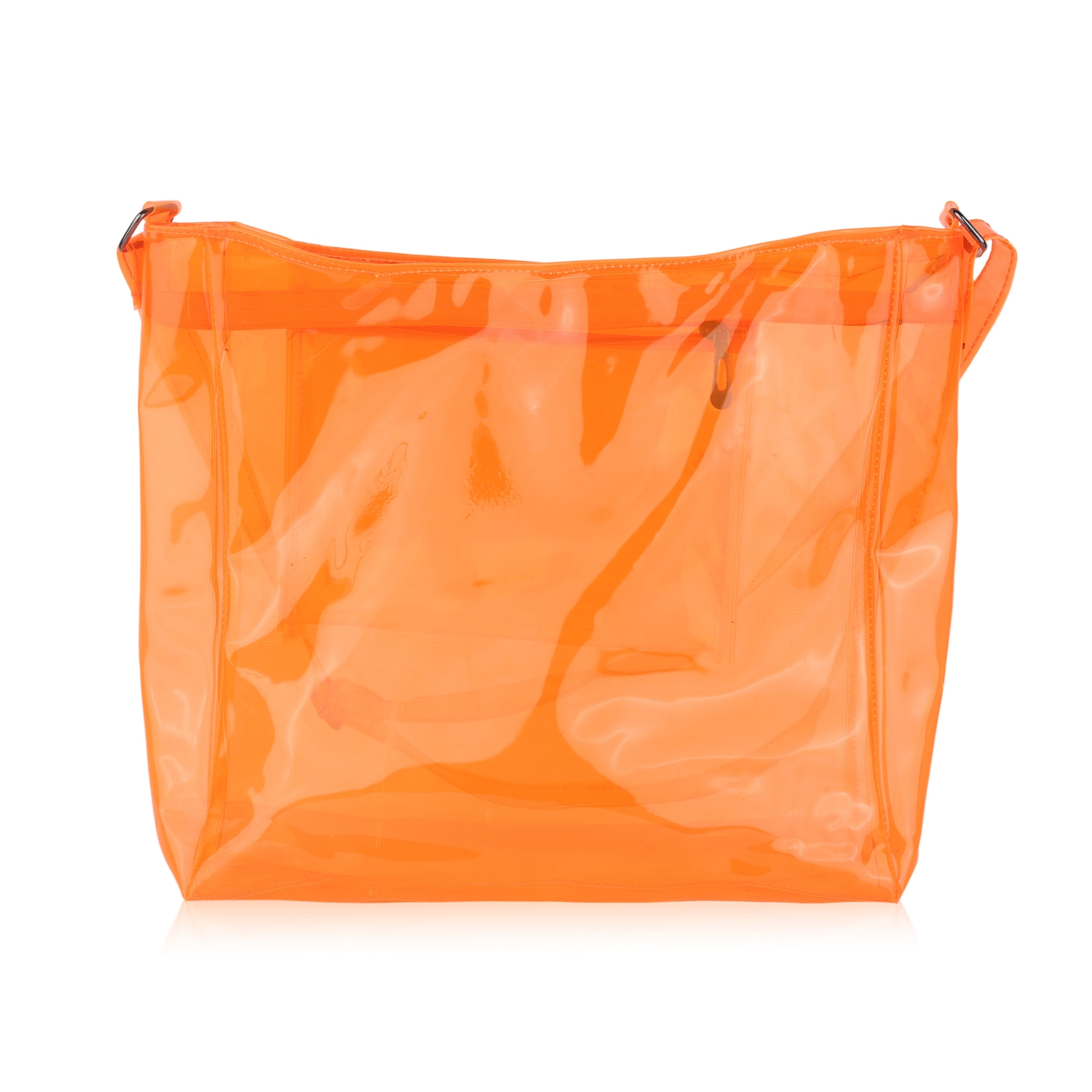 Echo Boomers Transparent Shoulder Bag – Neon Orange, Pink, Green ,Purple, Yellow & Blue| Stylish, Spacious, Durable & Multipurpose PVC Tote