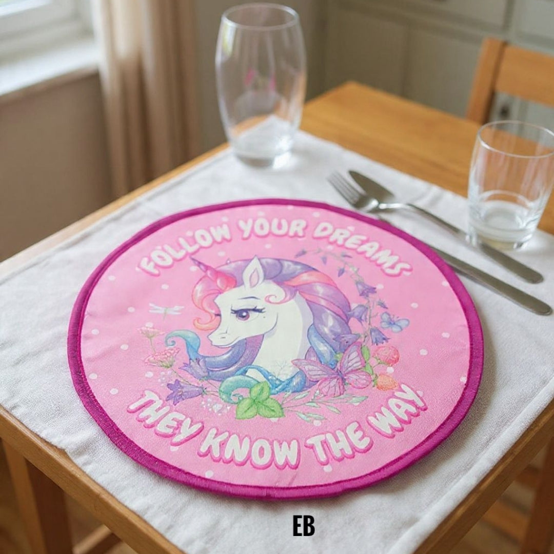 Echo Boomers Kids Lunch Bag with Round Table Mat Combo | Multi Print | Fun School Lunch Set for Boys & Girls