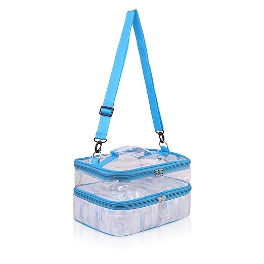 Echo Boomers Solid Large Double-Decker Insulated Lunch Bag with Multi-Compartment Zipper Pockets