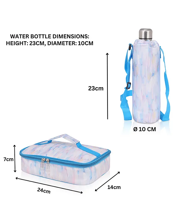 Echo Boomers Solid Small Insulated Lunch Bag with Mesh Compartment & Water Bottle - Sky Blue