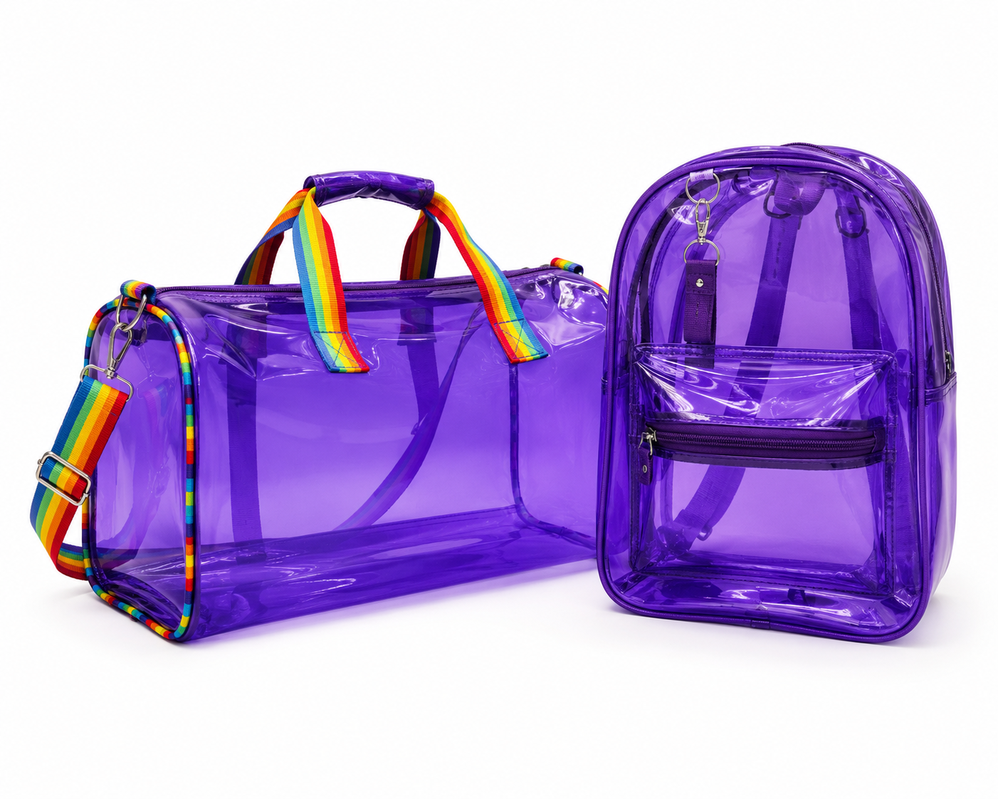 Echo Boomers Transparent PVC Duffle Bag & Backpack Combo | Water-Resistant Travel, Gym, Beach, Swimming & Sports Bag Set with Adjustable Shoulder Strap