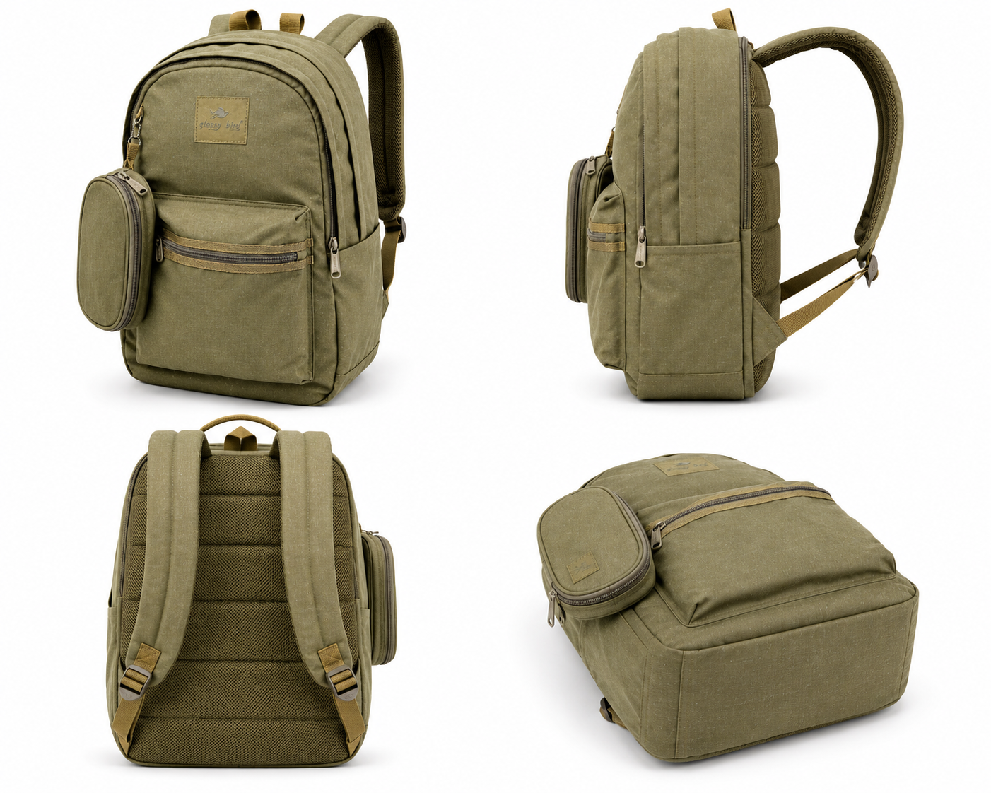 Echo Boomers Glossy Bird Everyday Backpack with Pencil Pouch| Water-Resistant Backpack for School, College, Office & Travel | Lightweight with Multiple Compartments