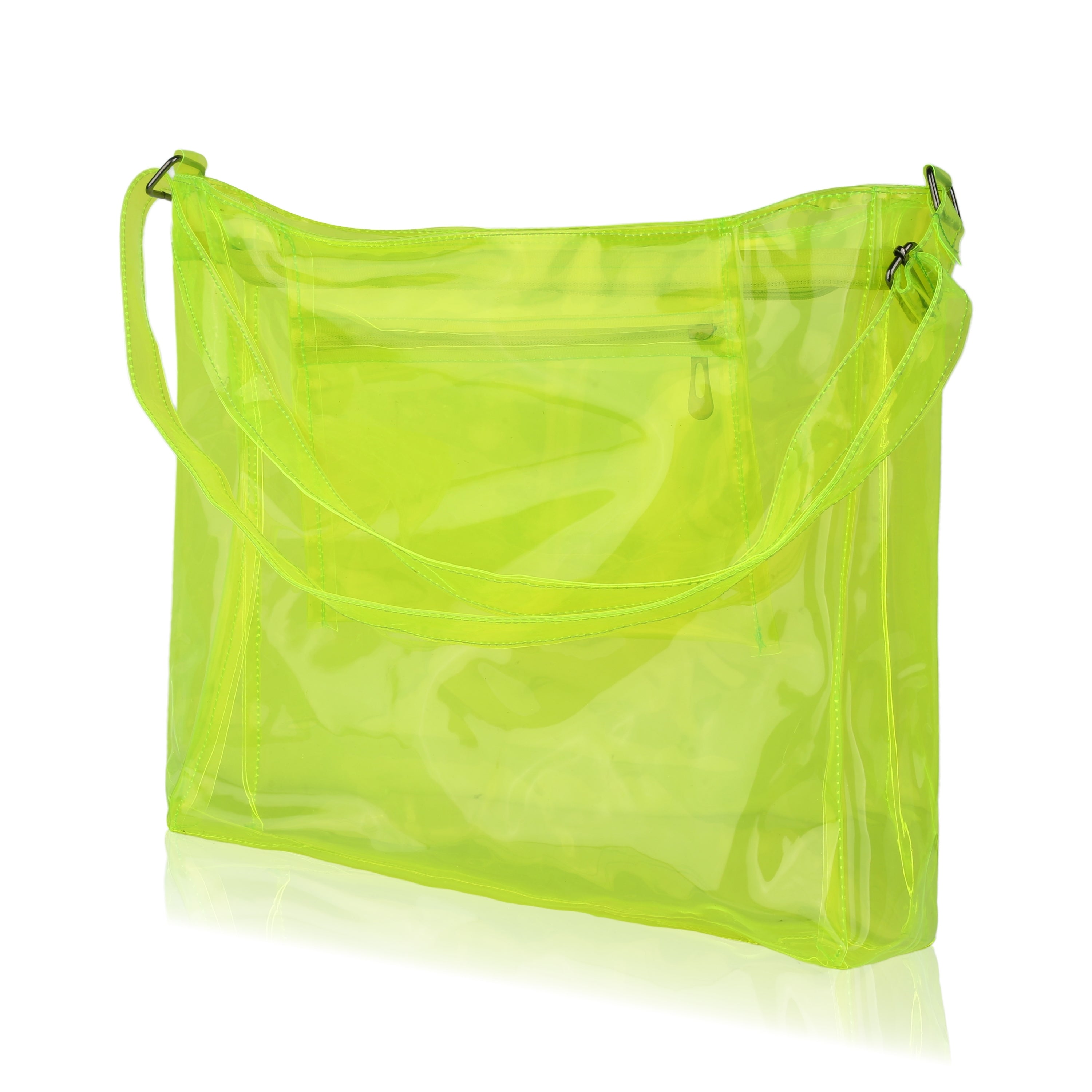 Echo Boomers Transparent Shoulder Bag – Neon Orange, Pink, Green ,Purple, Yellow & Blue| Stylish, Spacious, Durable & Multipurpose PVC Tote