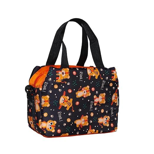 Echo Boomers Leo Printed Double Layer Insulated Tiffin Lunch Bag with Zipper Pockets