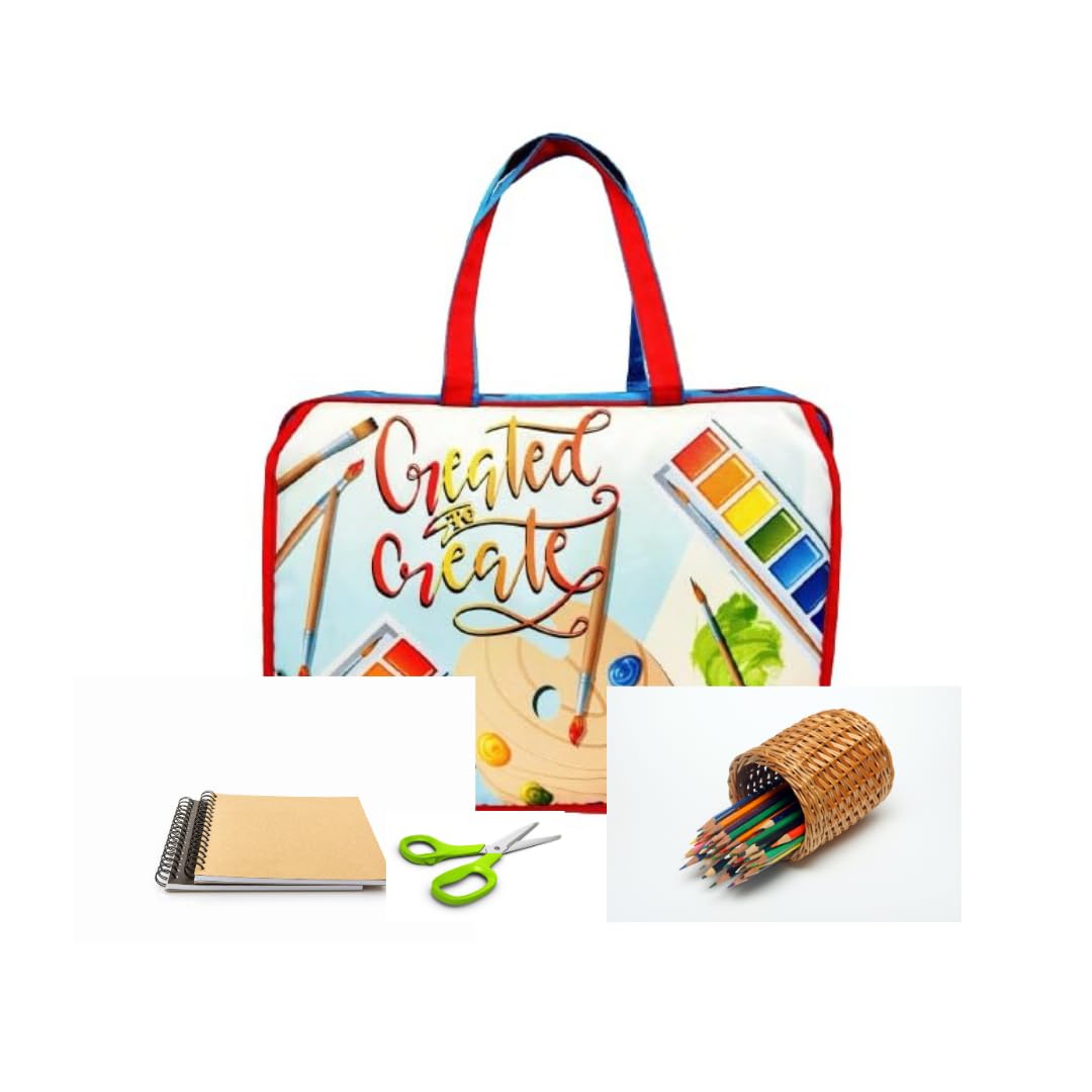Echo Boomers Colour Brushes Design Art Super A3 Size Drawing/Activity Bags with Multiple Pockets - Pack of 1