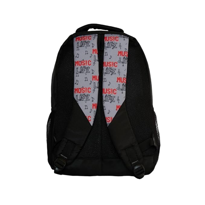 Echo Boomers Music Design Printed Backpack|19 Inch - 3 Compartment School Bags for Kids with Zipper Closure – Black