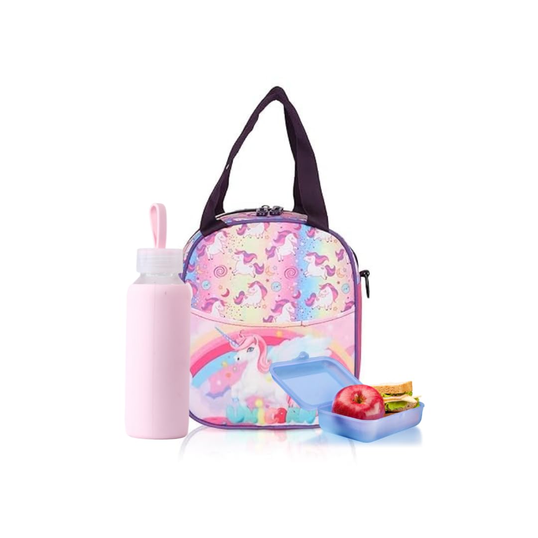 Echo Boomers Cheerful Unicorn Print Lunch Bag for Short Breaks | Equipped with High-Performance Insulation to Maintain Meal Freshness, Ideal for School, Work, and Picnics