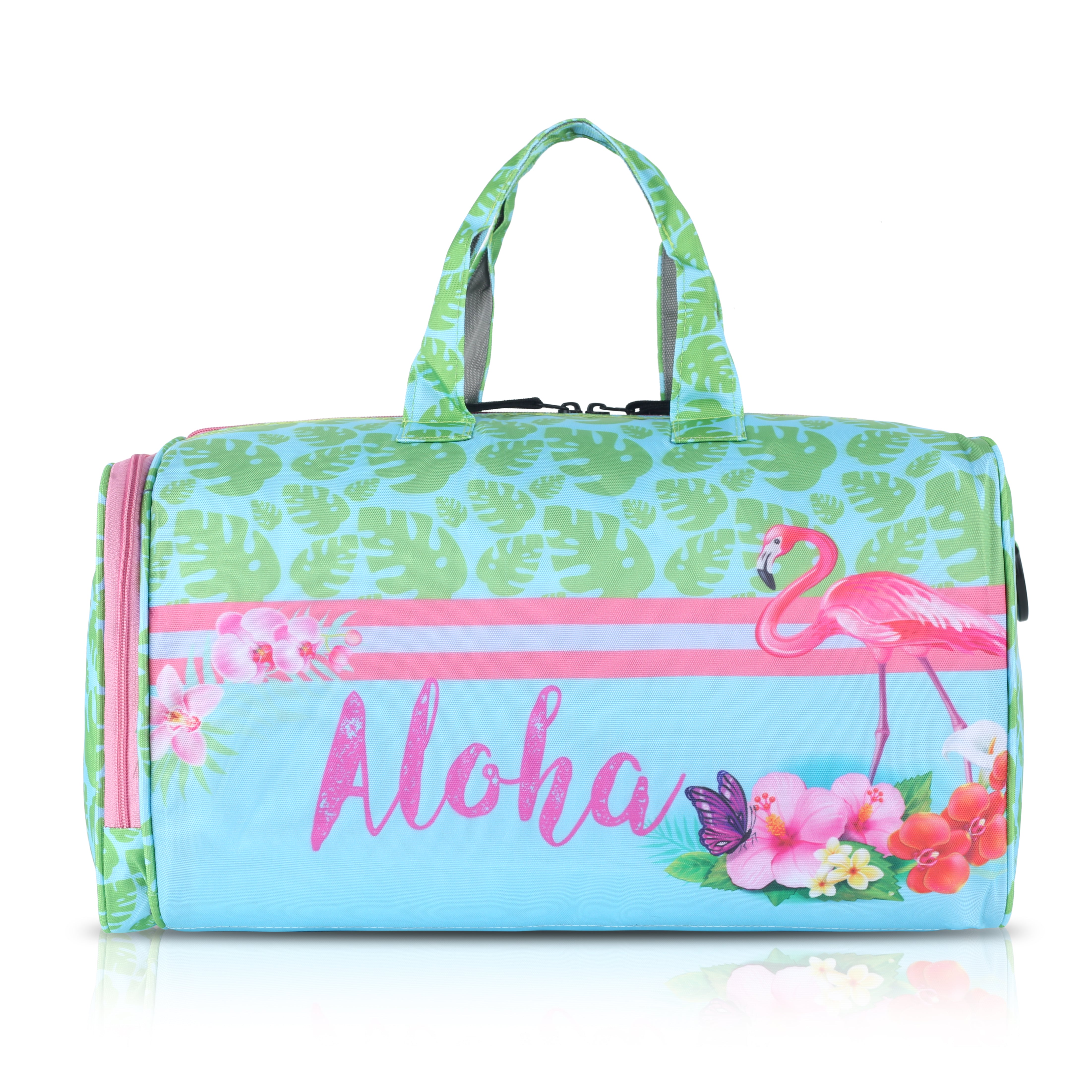 Echo Boomers Square Aloha Print Duffle Bag – Stylish Travel & Gym Bag with Shoe Compartment