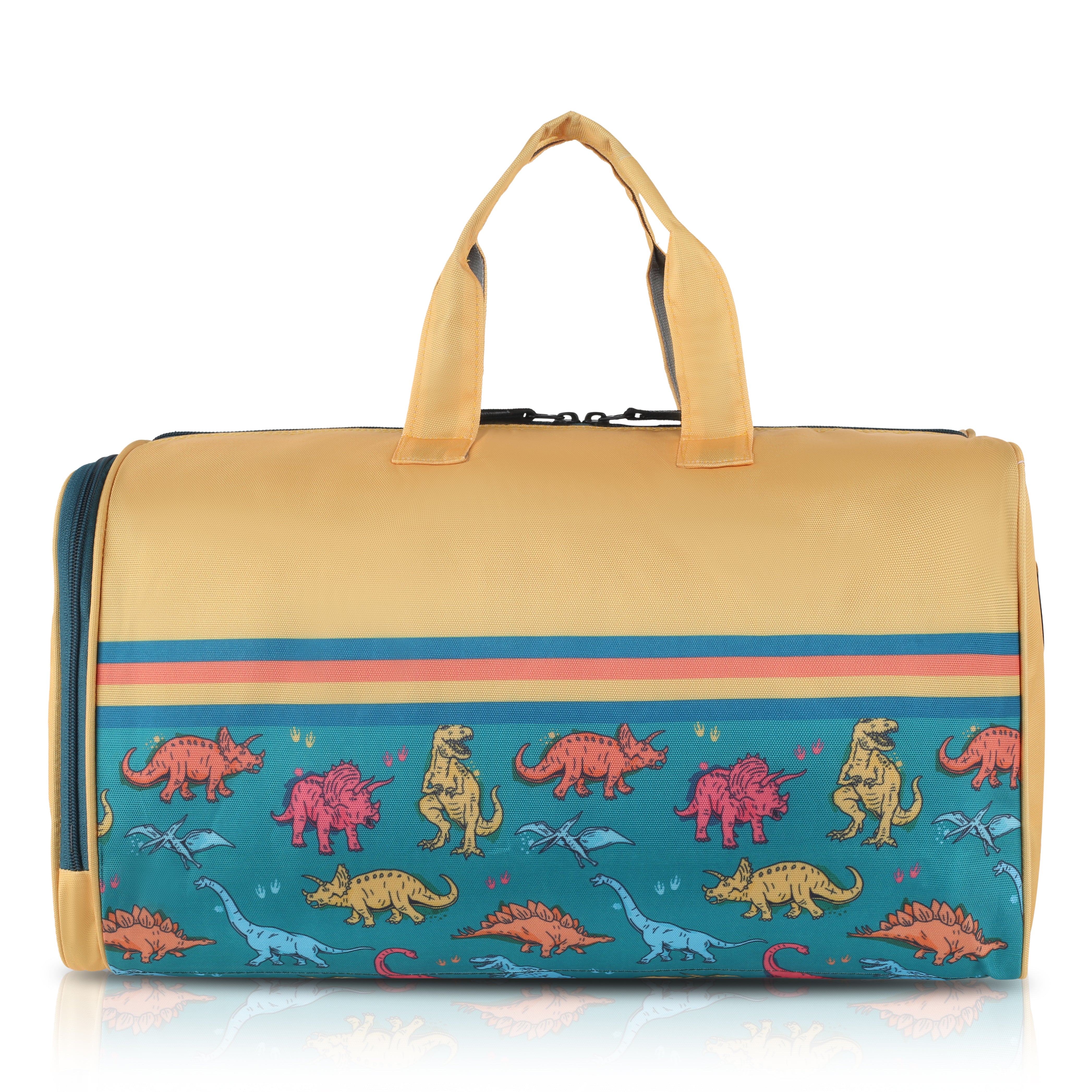 Echo Boomers Square Dino Print Duffle Bag – Stylish Travel & Gym Bag with Shoe Compartment