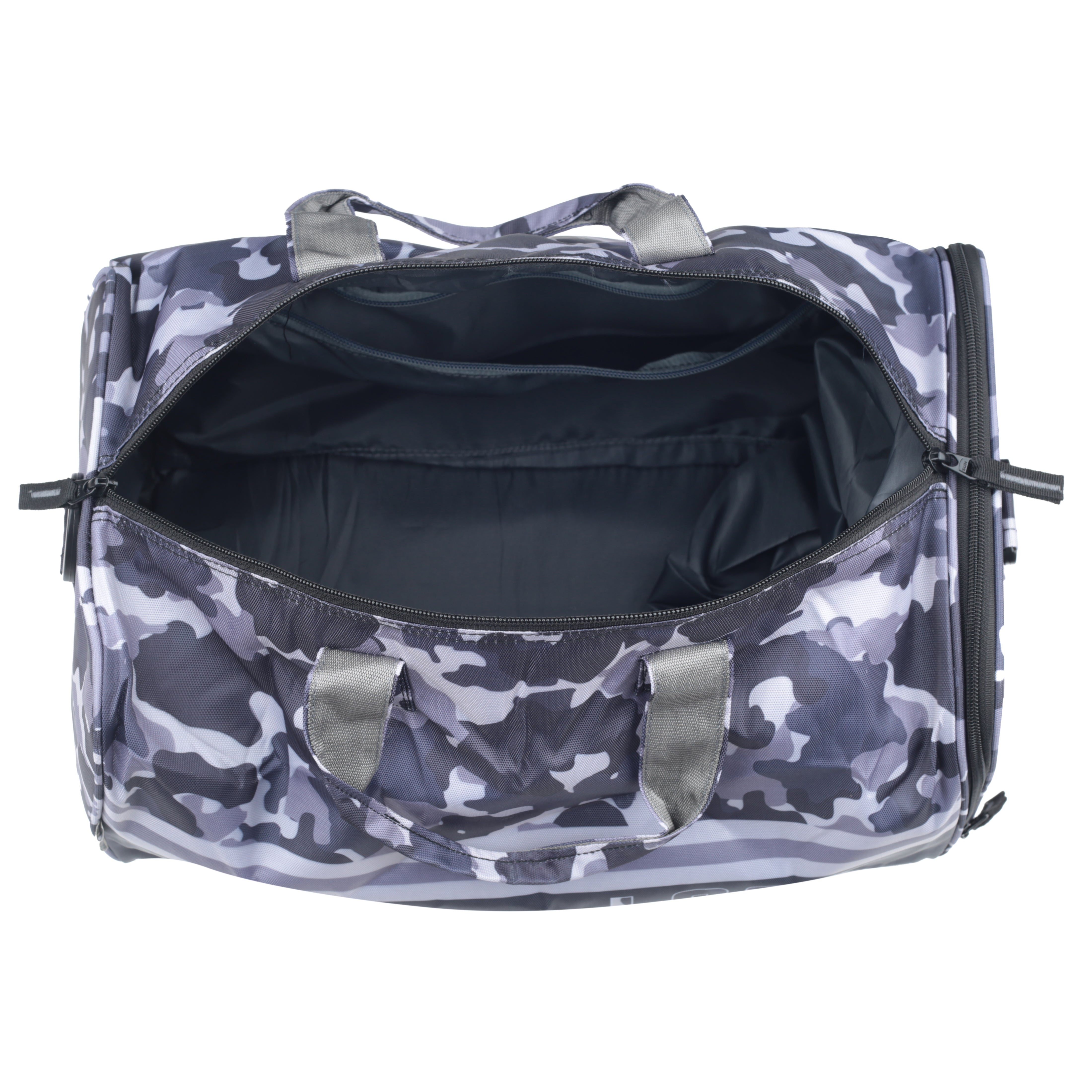 Echo Boomers Square Text Print Duffle Bag – Stylish Travel & Gym Bag with Shoe Compartment
