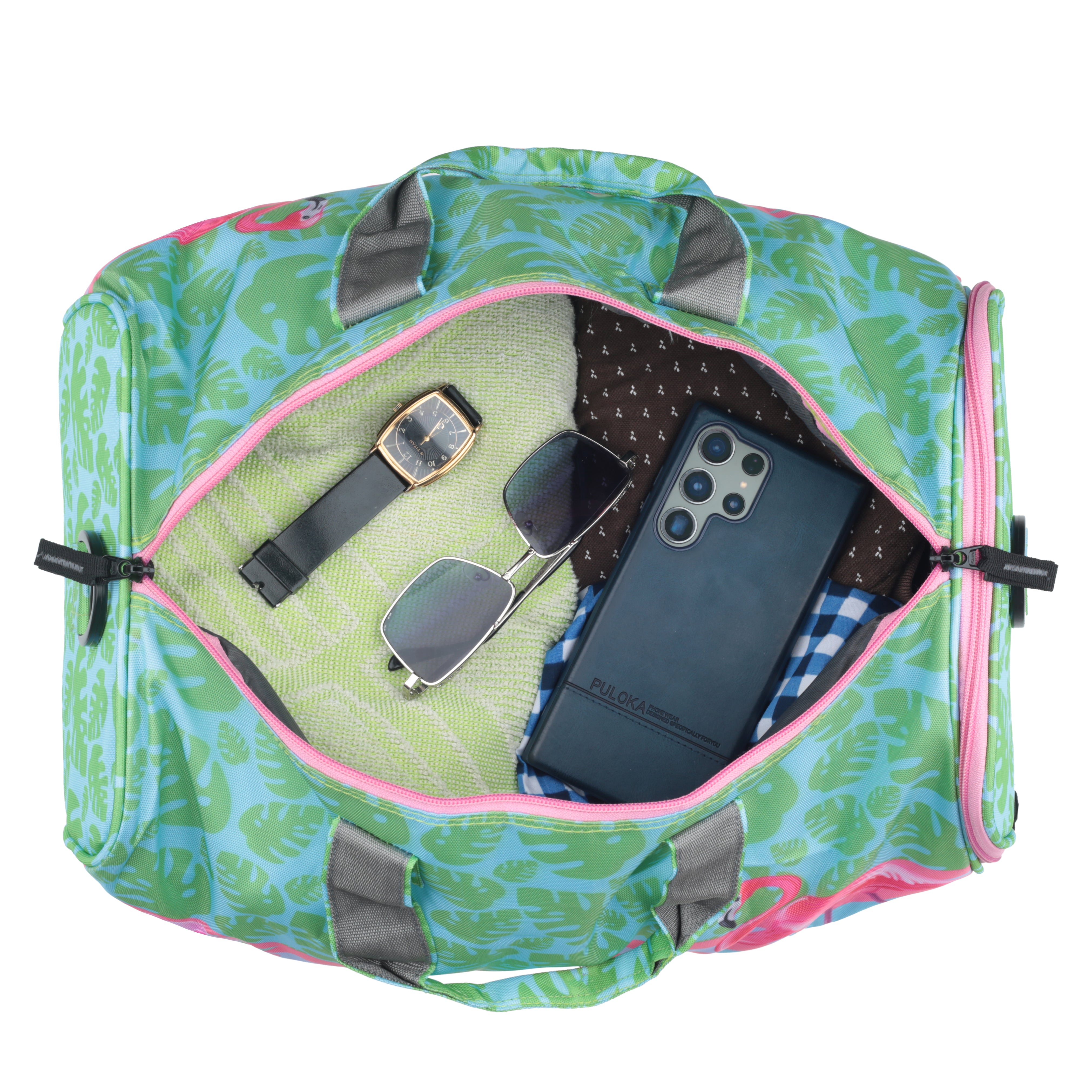Echo Boomers Square Aloha Print Duffle Bag – Stylish Travel & Gym Bag with Shoe Compartment